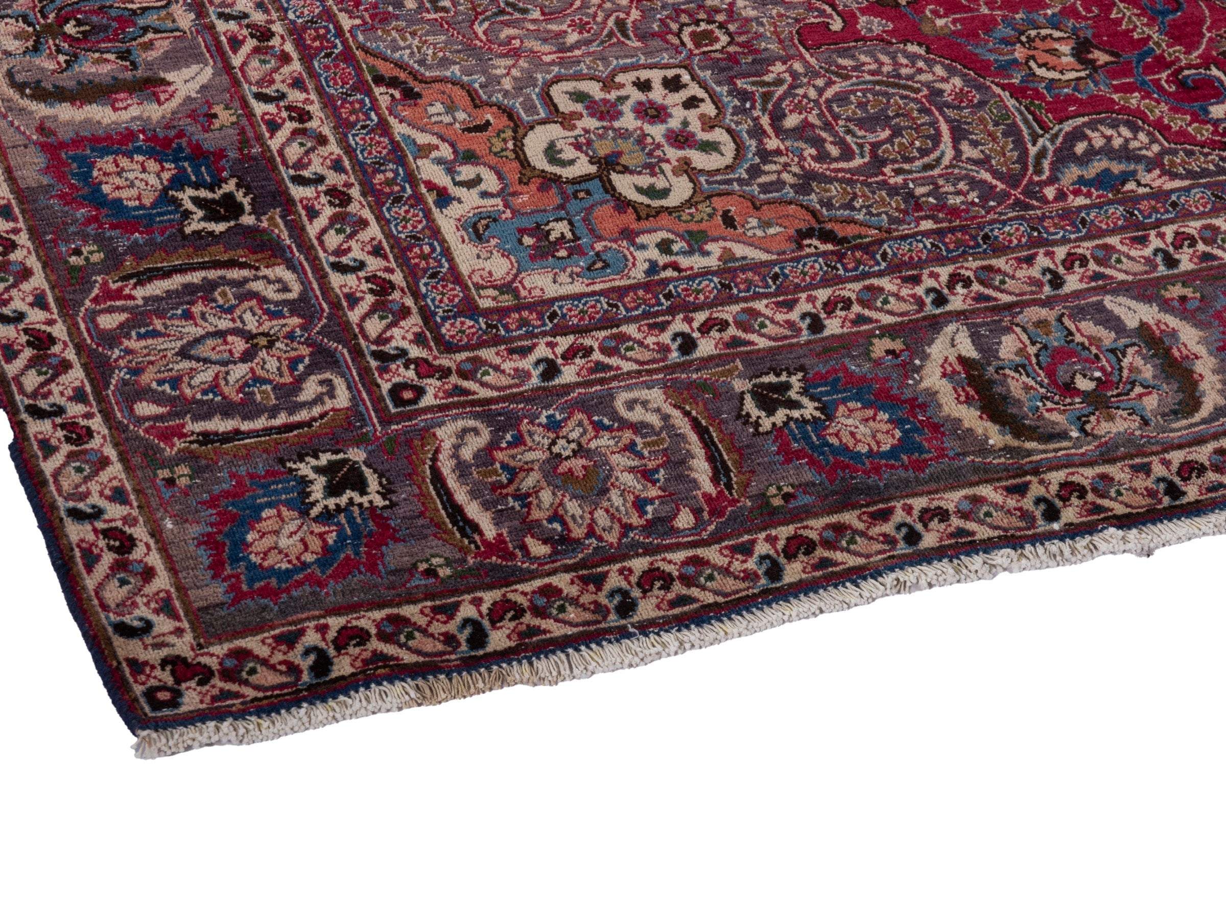 Persian Mashhad oversized rug in burgundy and faded red, view 5 of 23
