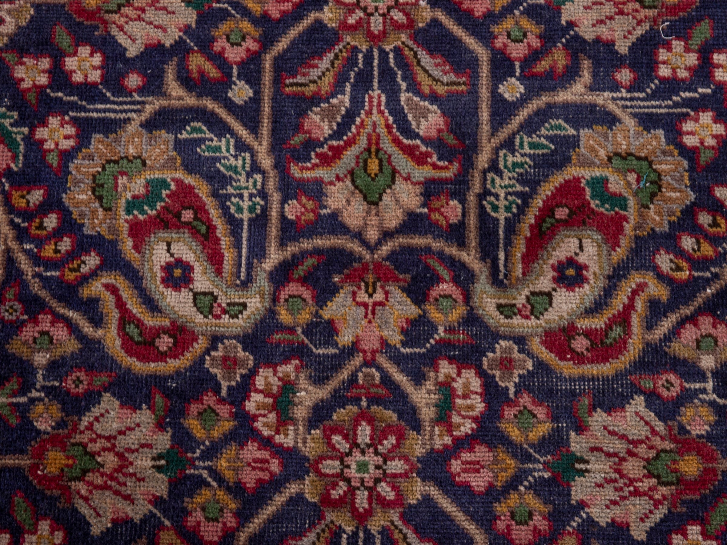 Persian Tabriz oversized rug in navy and burgundy, view 10 of 17