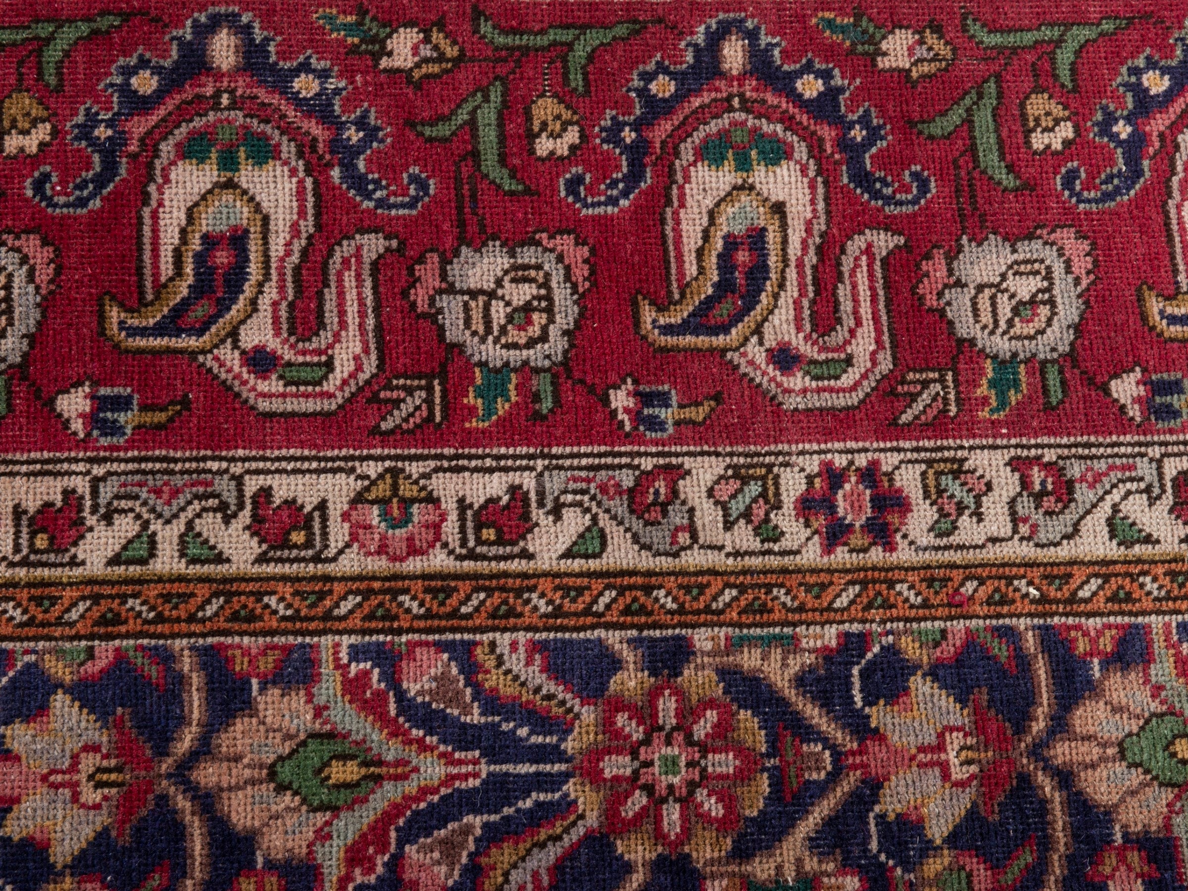 Persian Tabriz oversized rug in navy and burgundy, view 12 of 17