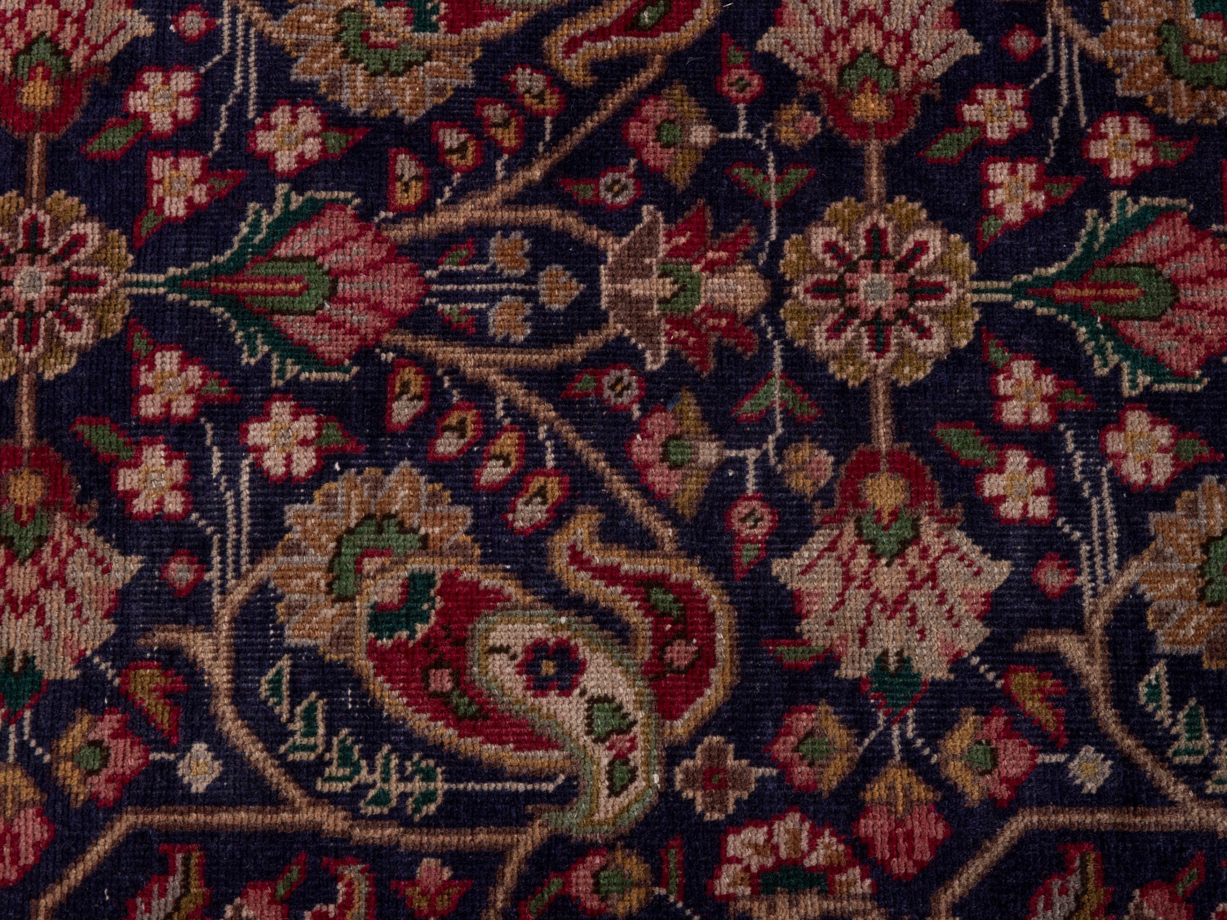 Persian Tabriz oversized rug in navy and burgundy, view 13 of 17