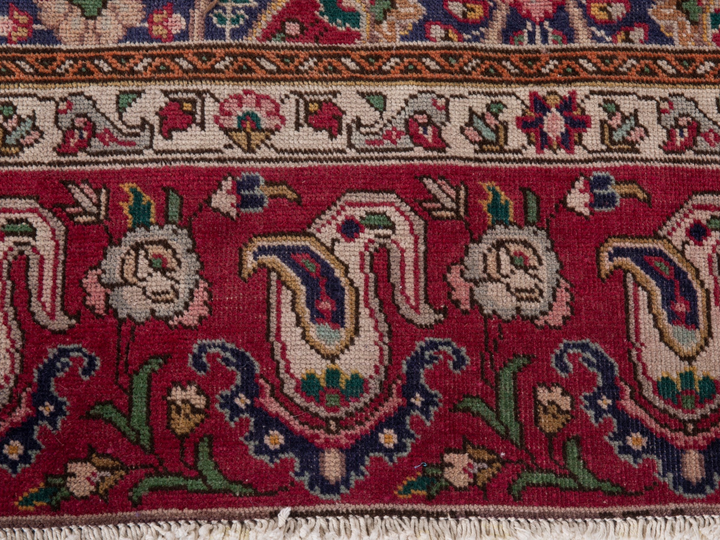 Persian Tabriz oversized rug in navy and burgundy, view 9 of 17