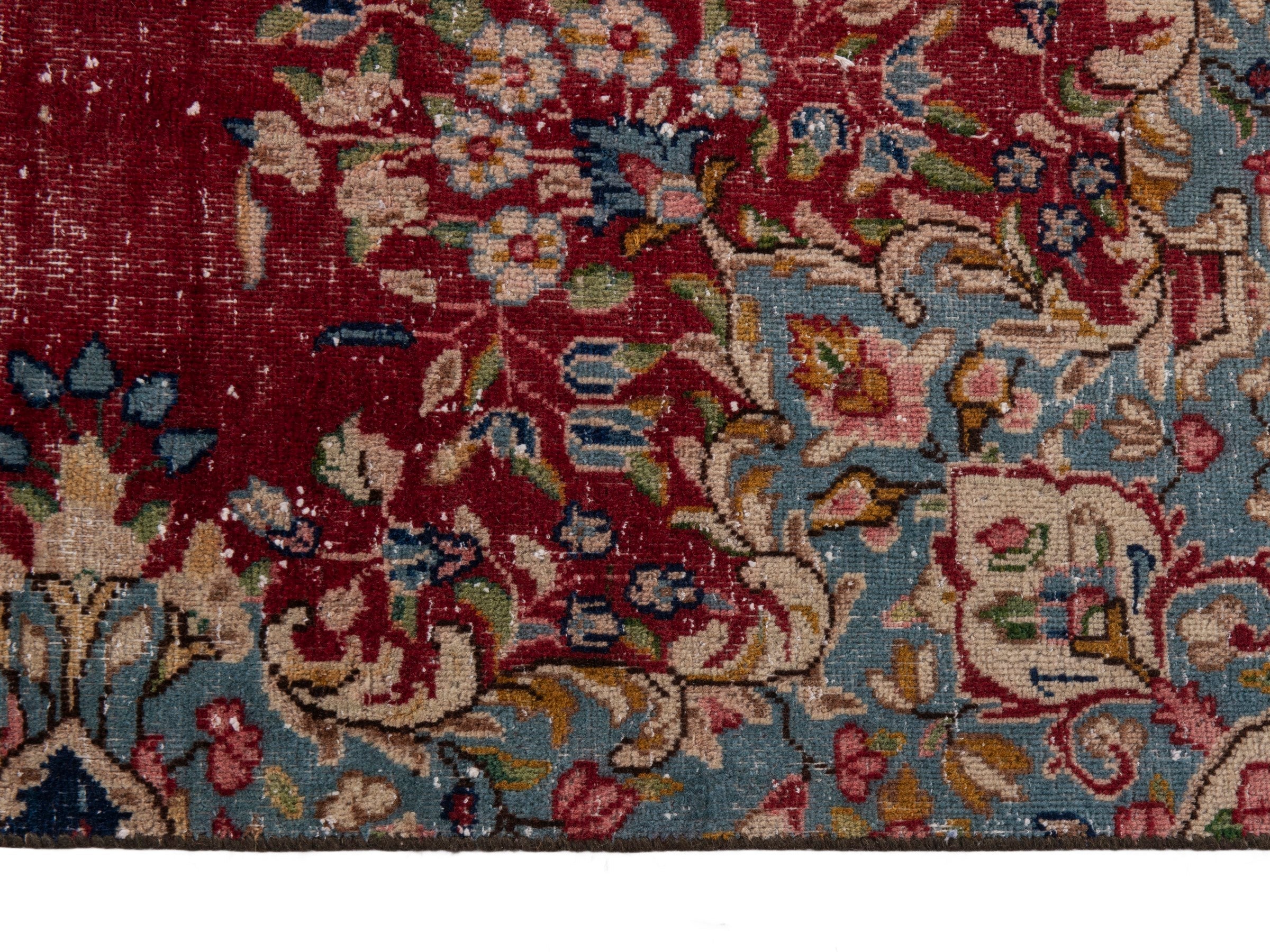 Persian Kerman area rug in burgundy and deep red, view 4 of 10