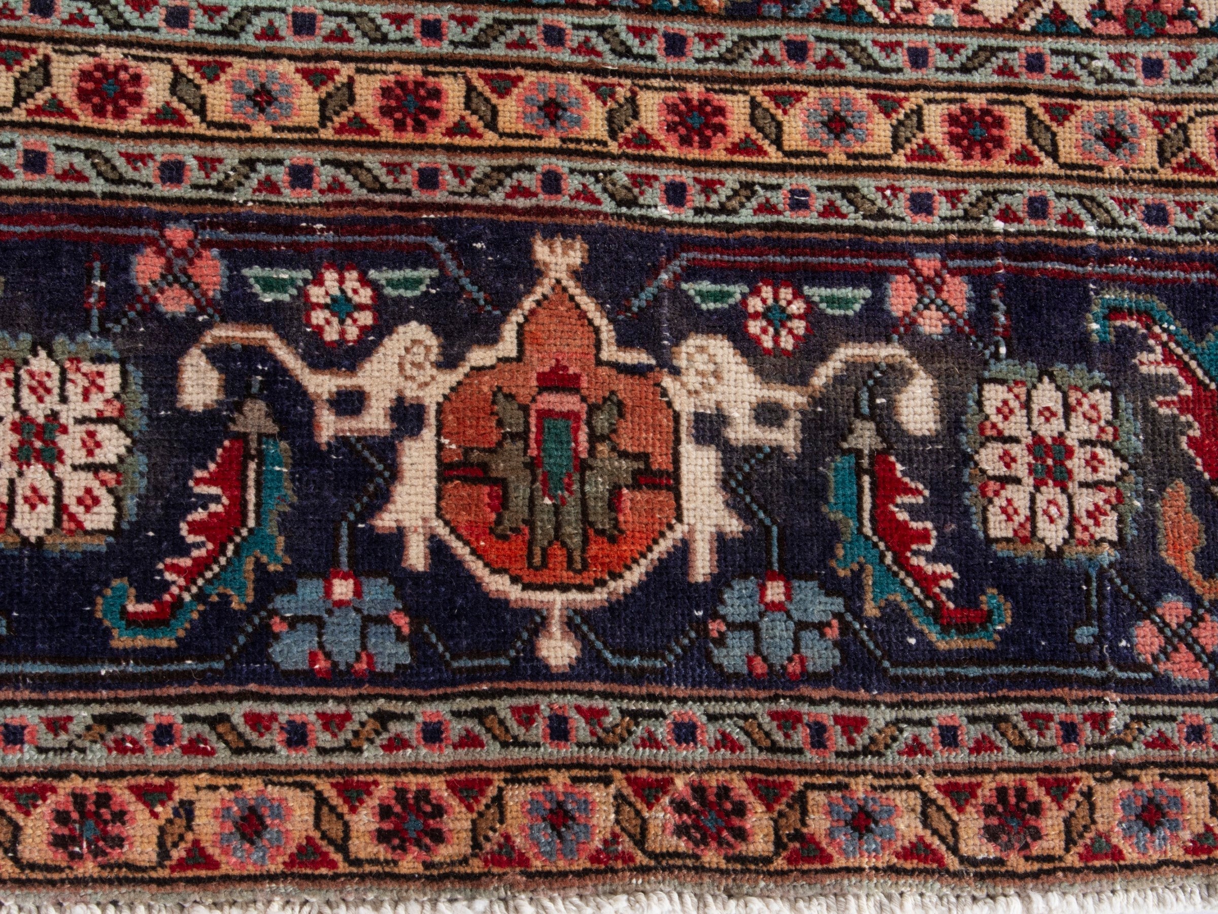 Persian Tabriz oversized rug in rust and navy, view 11 of 21