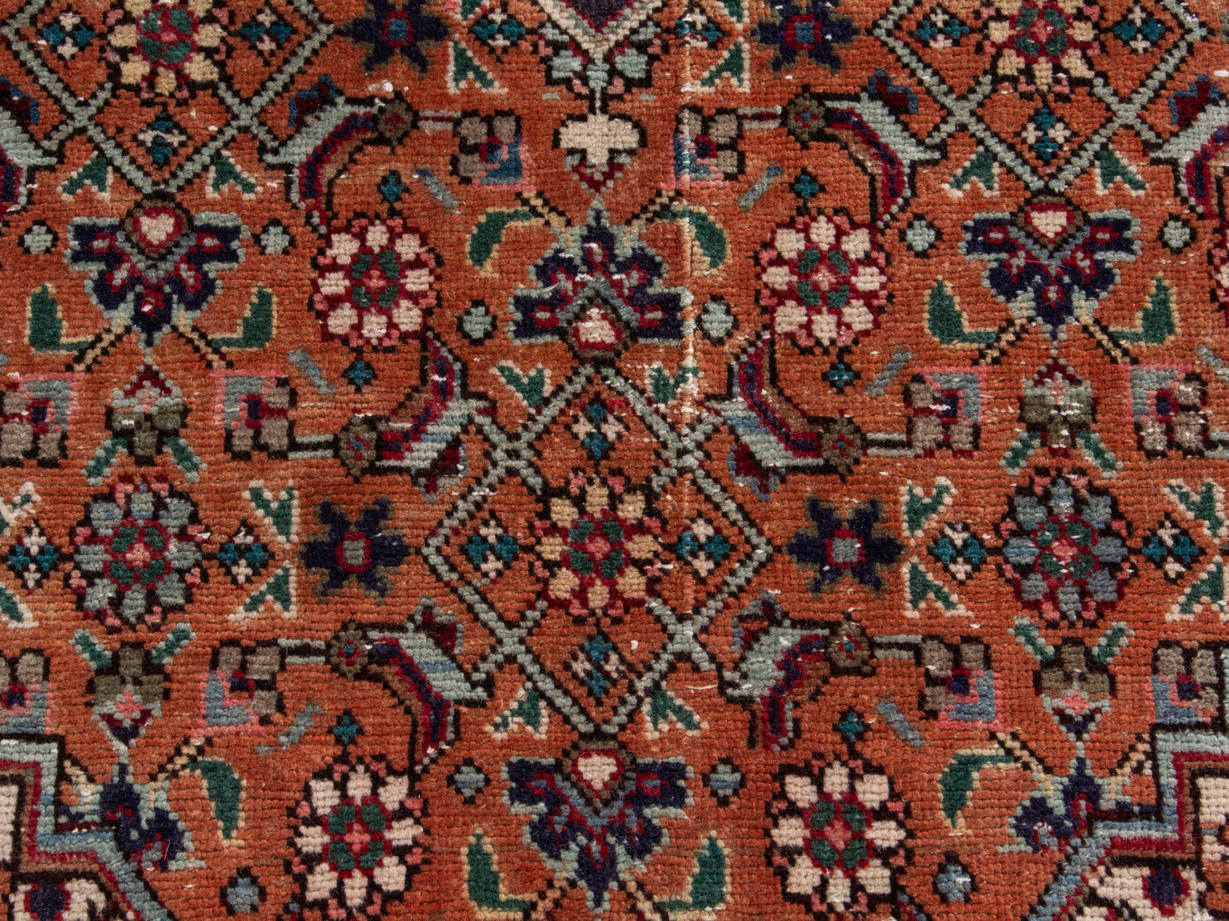 Persian Tabriz oversized rug in rust and navy, view 12 of 21