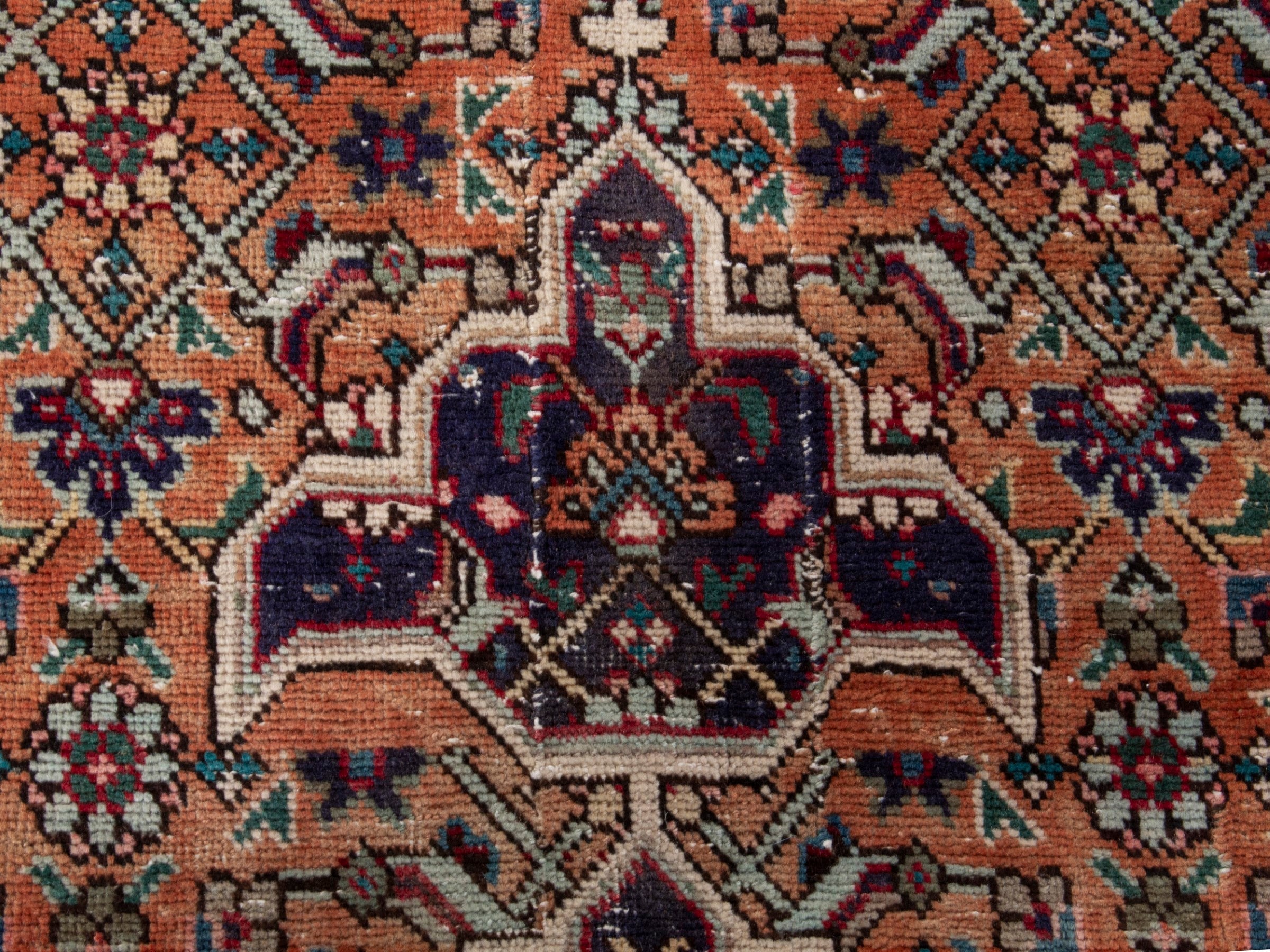 Persian Tabriz oversized rug in rust and navy, view 13 of 21