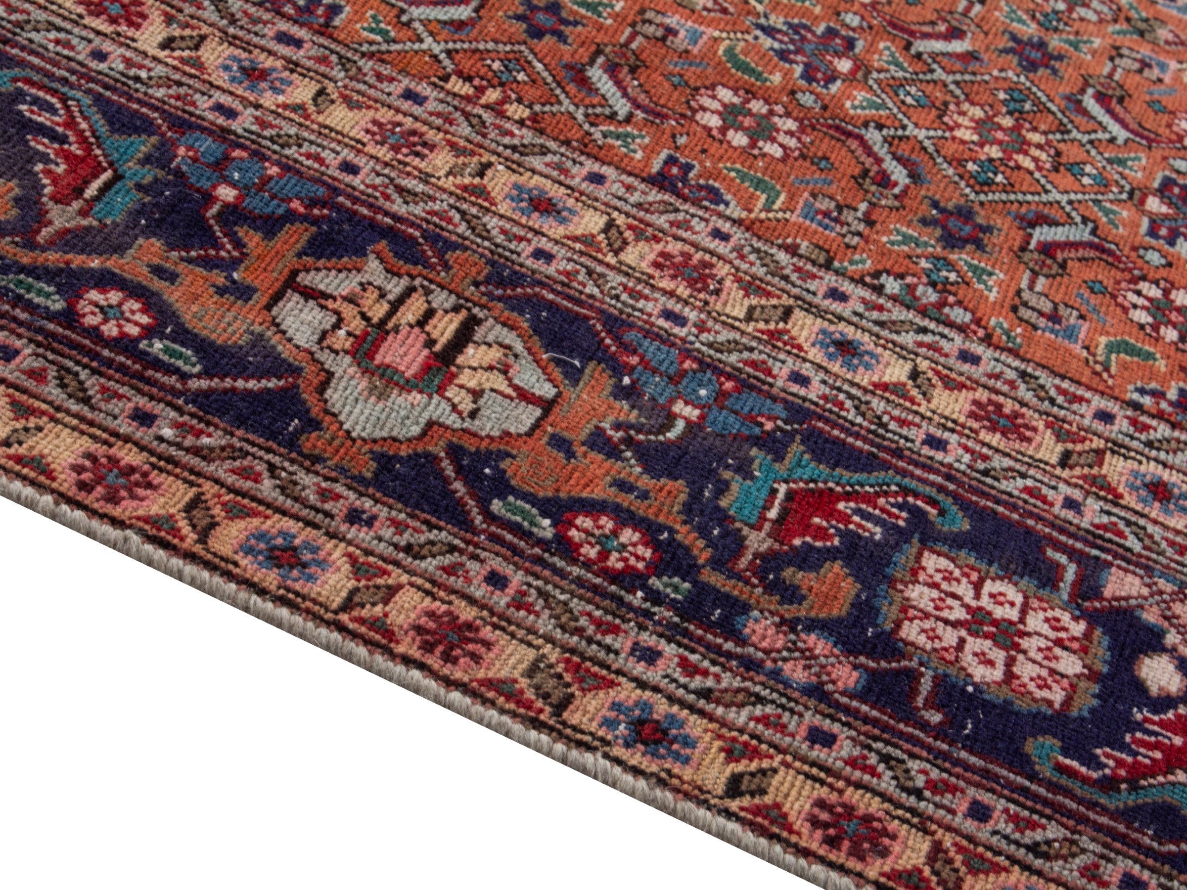 Persian Tabriz oversized rug in rust and navy, view 8 of 21