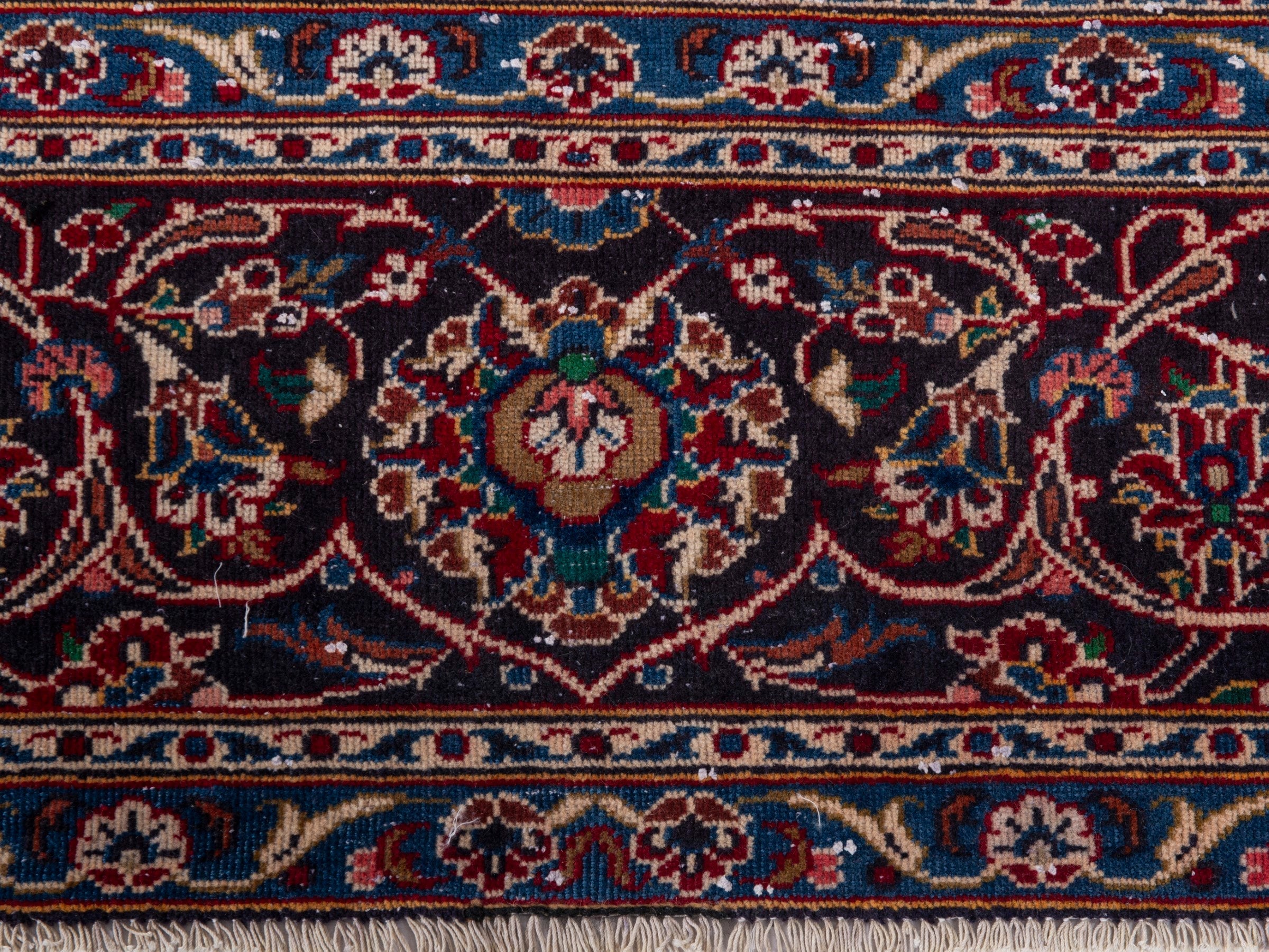 Persian Kashan oversized rug in deep red and brown, view 10 of 21