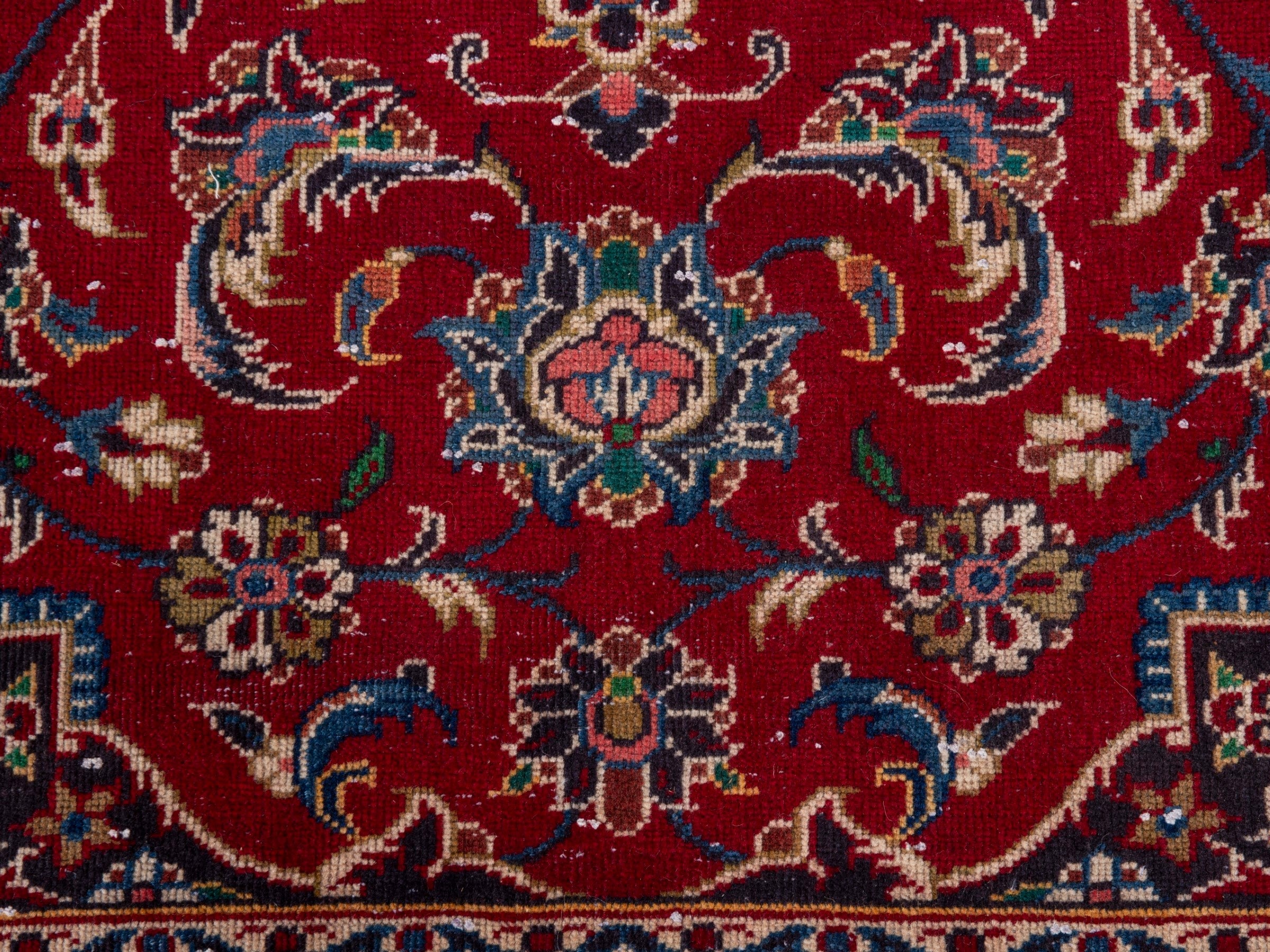 Persian Kashan oversized rug in deep red and brown, view 11 of 21
