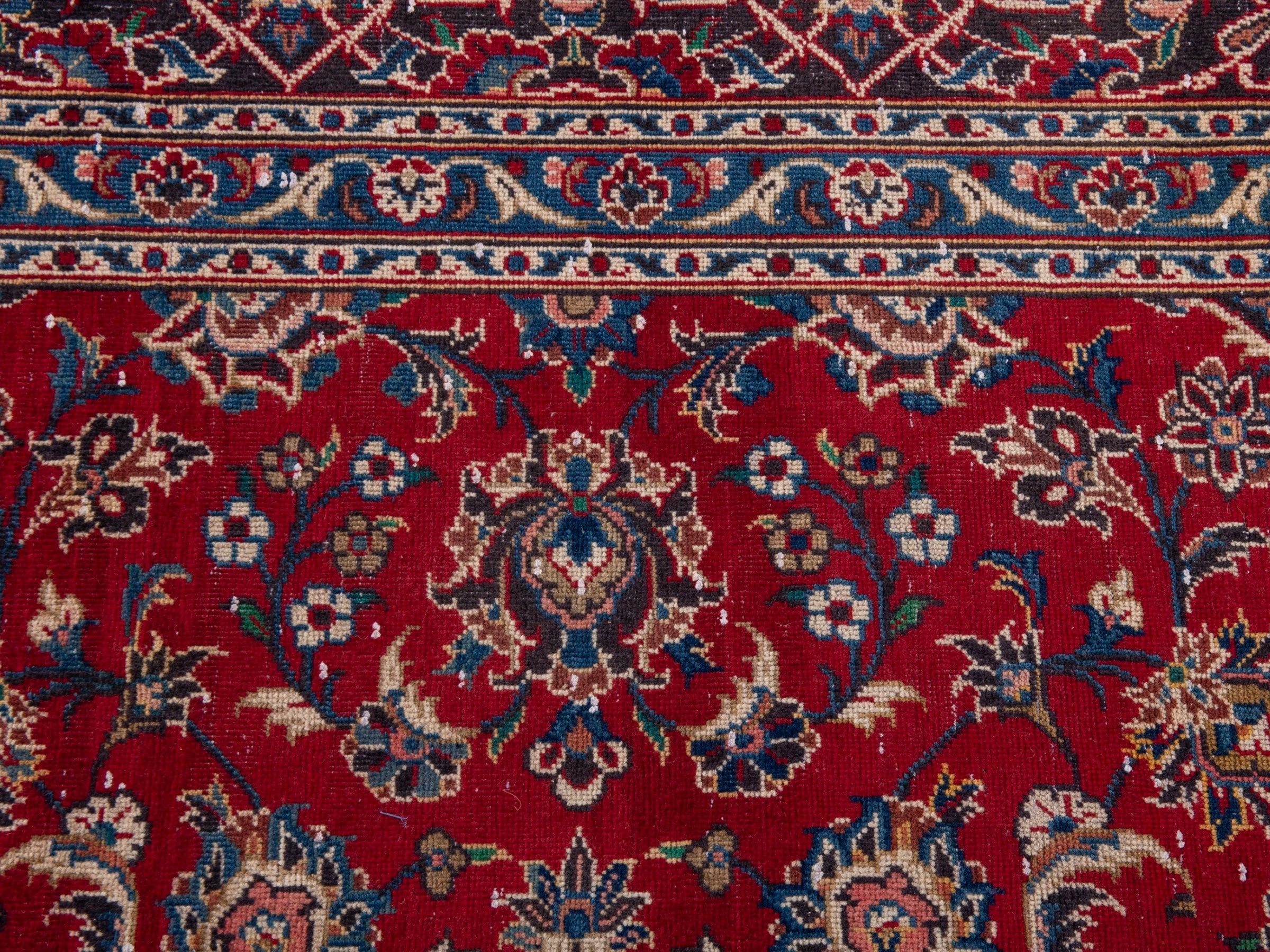 Persian Kashan oversized rug in deep red and brown, view 13 of 21