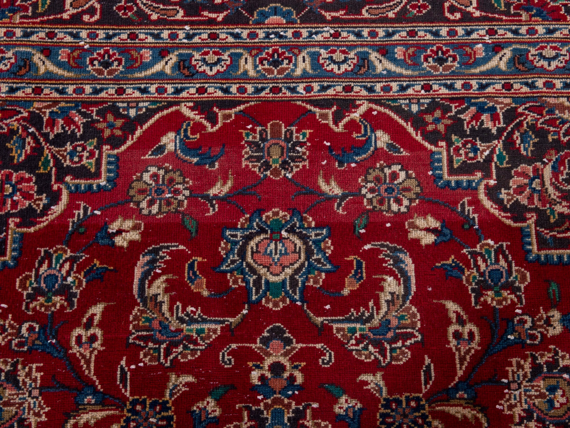 Persian Kashan oversized rug in deep red and brown, view 14 of 21