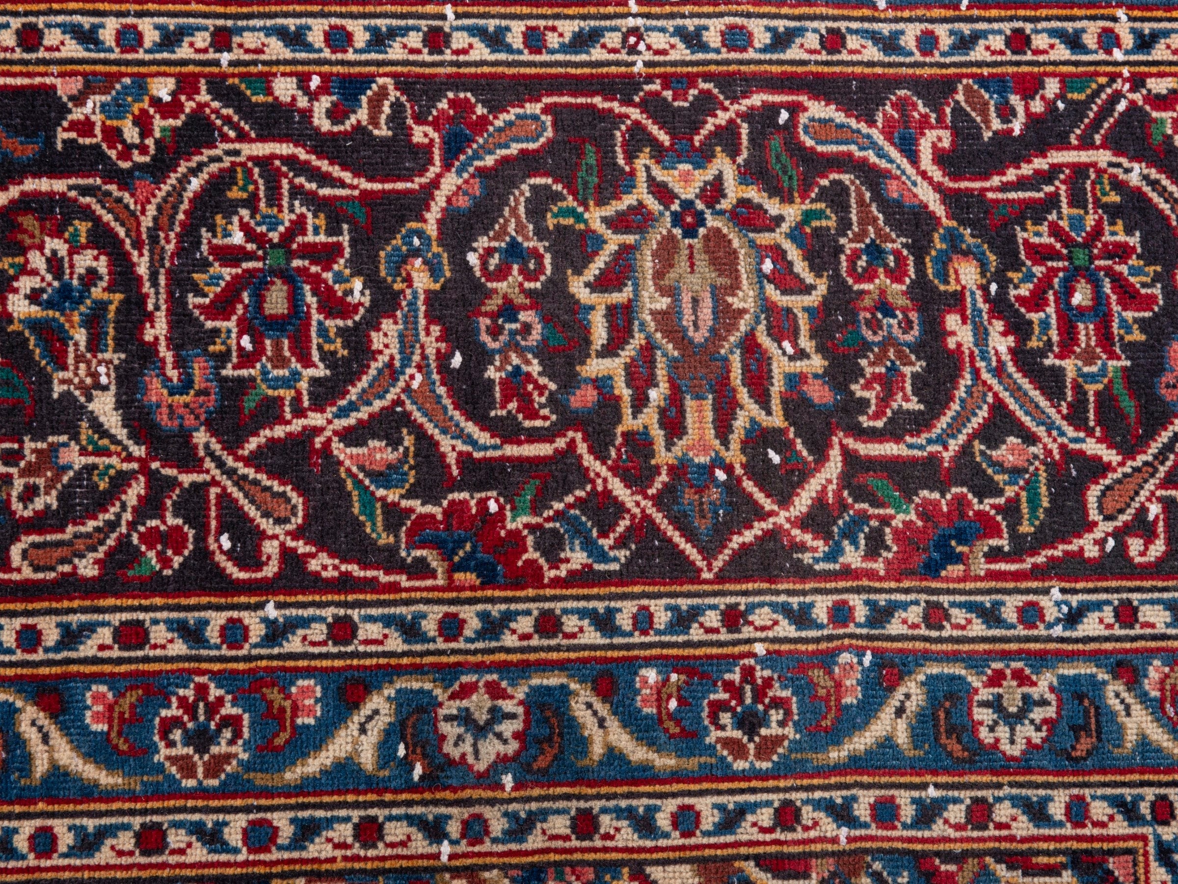 Persian Kashan oversized rug in deep red and brown, view 15 of 21