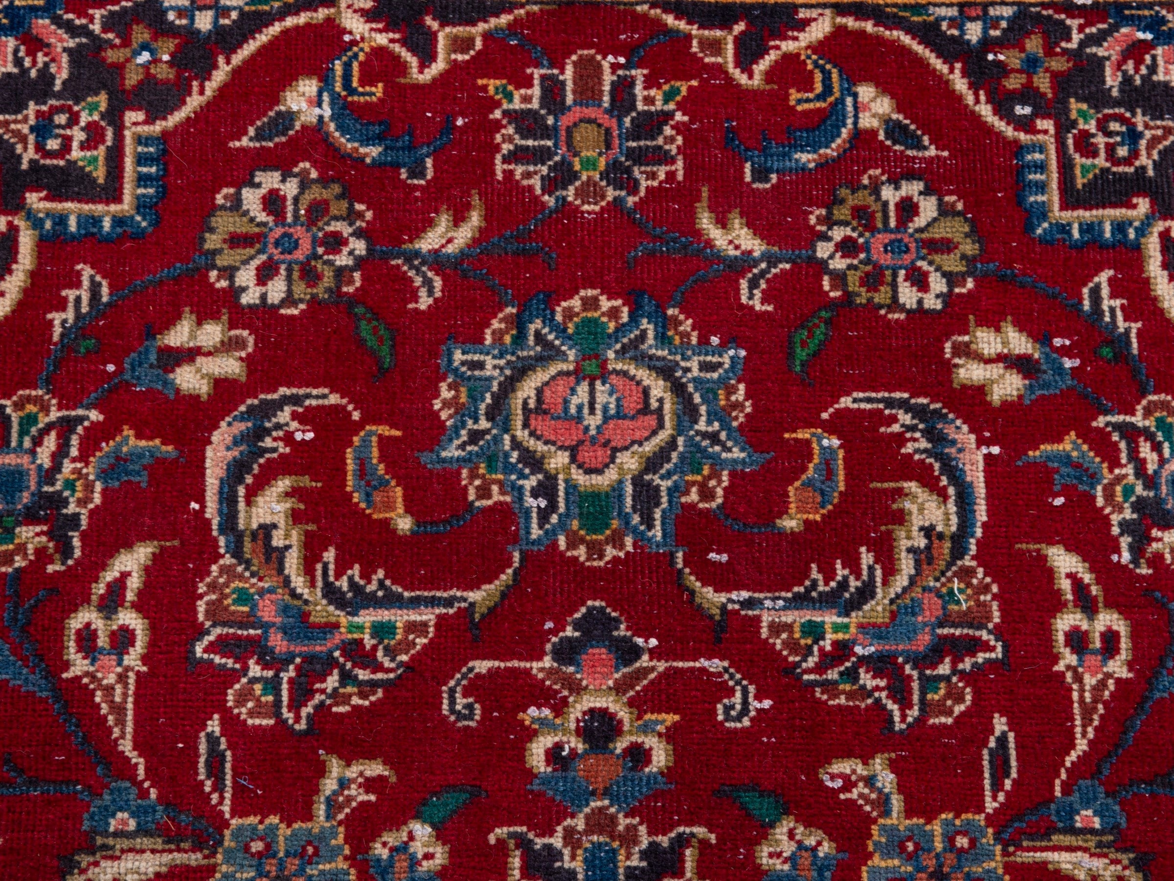 Persian Kashan oversized rug in deep red and brown, view 16 of 21