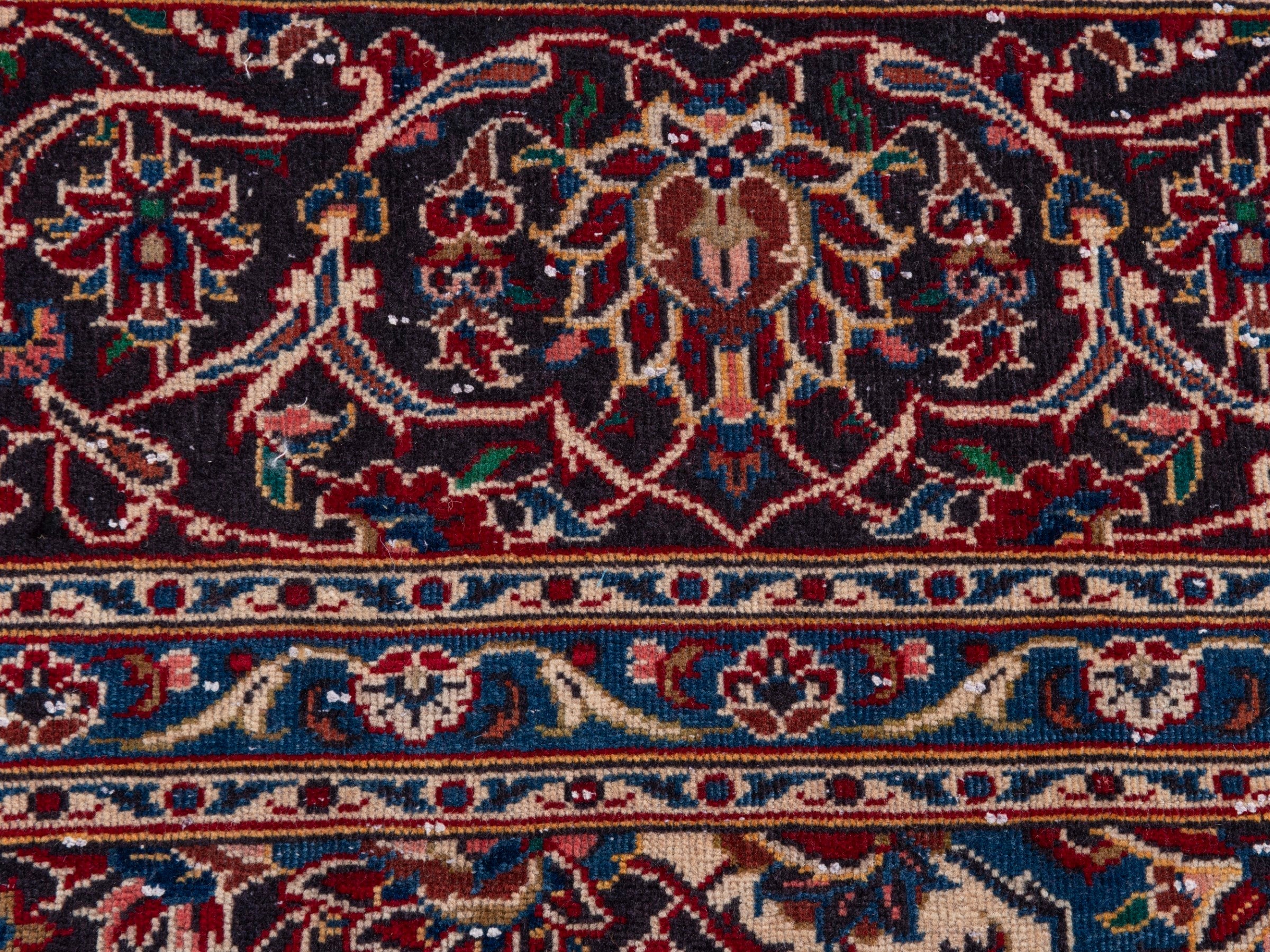Persian Kashan oversized rug in deep red and brown, view 17 of 21