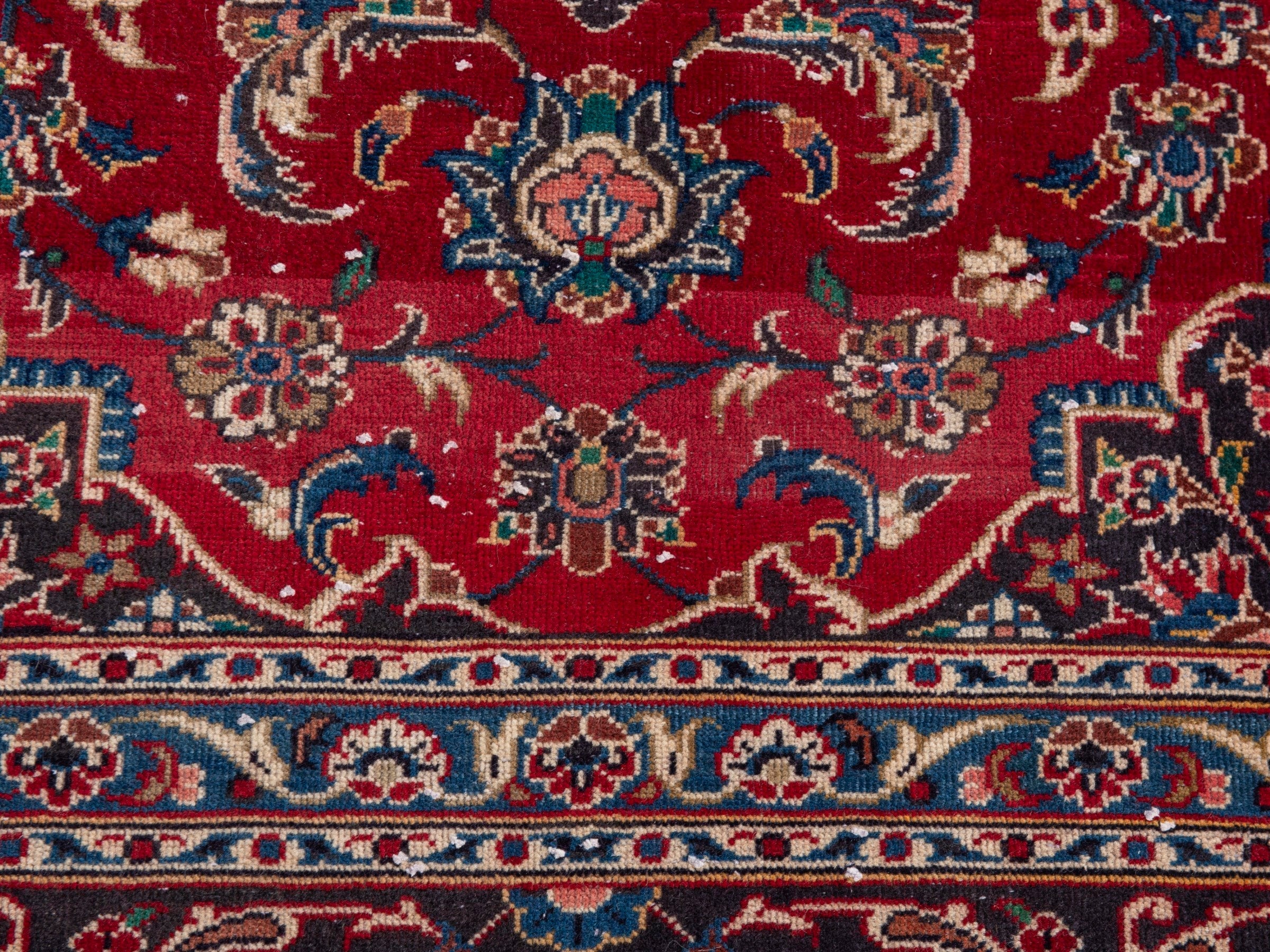 Persian Kashan oversized rug in deep red and brown, view 18 of 21