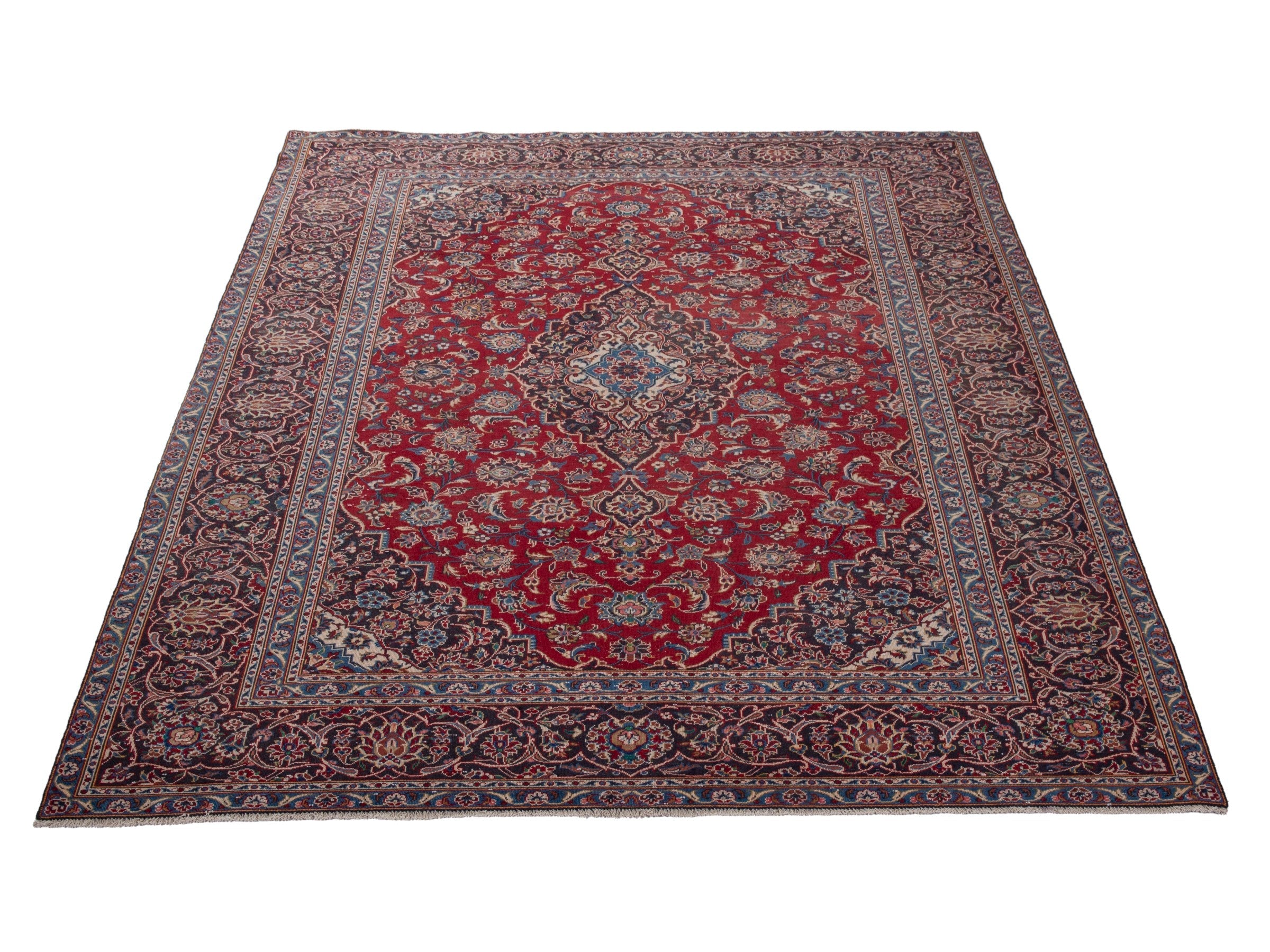Persian Kashan oversized rug in deep red and brown, view 2 of 21