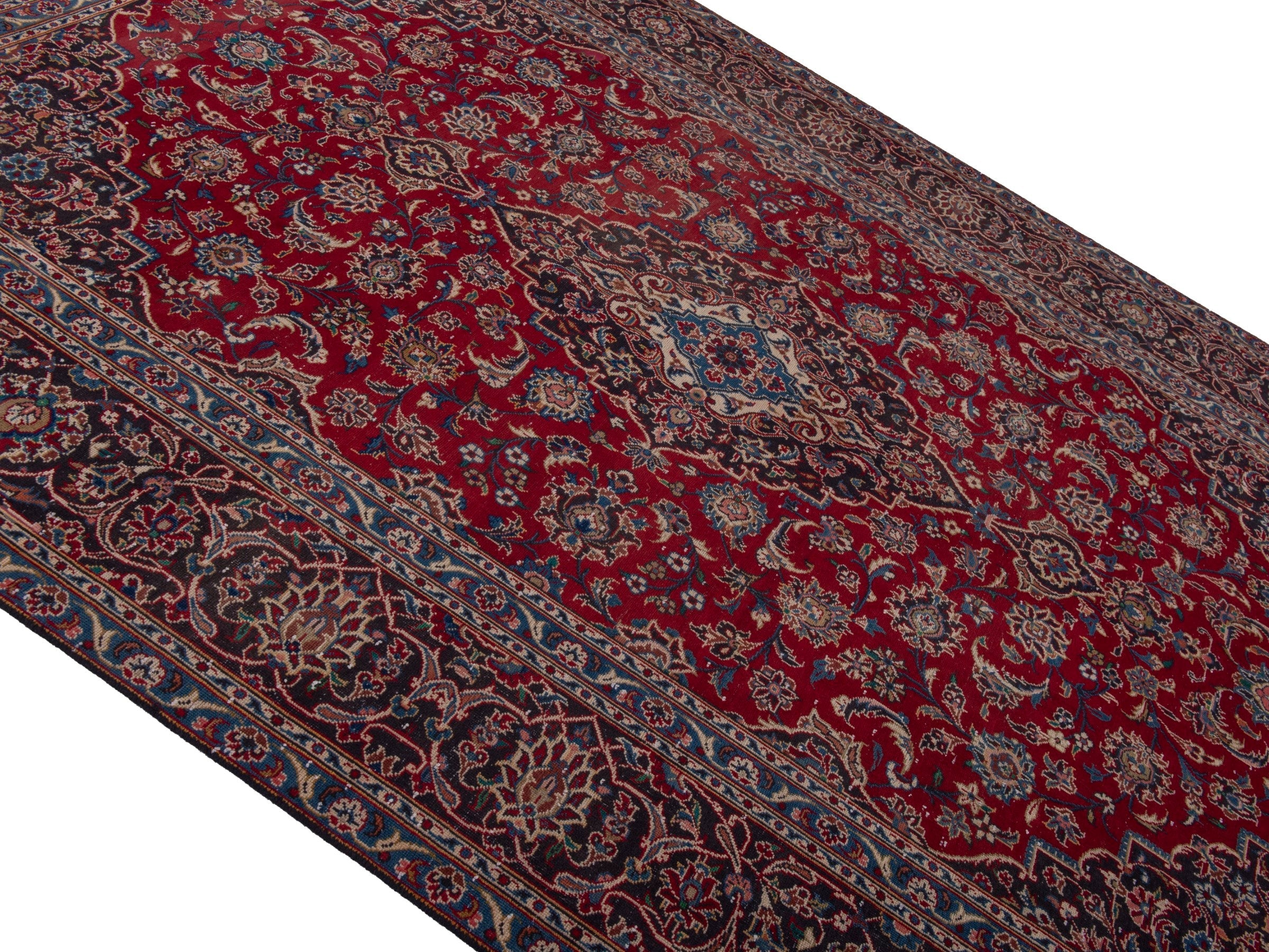 Persian Kashan oversized rug in deep red and brown, view 3 of 21