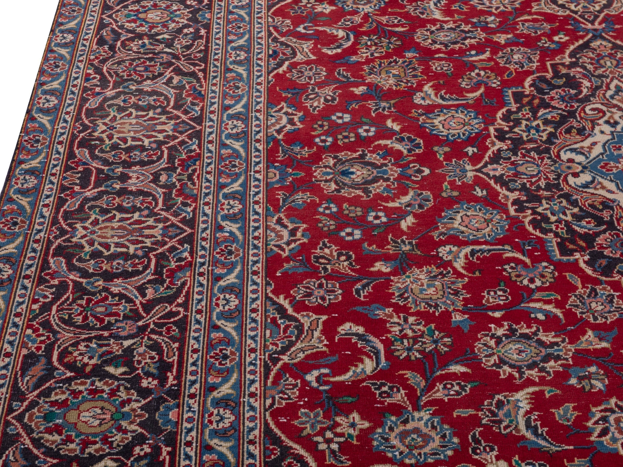 Persian Kashan oversized rug in deep red and brown, view 6 of 21