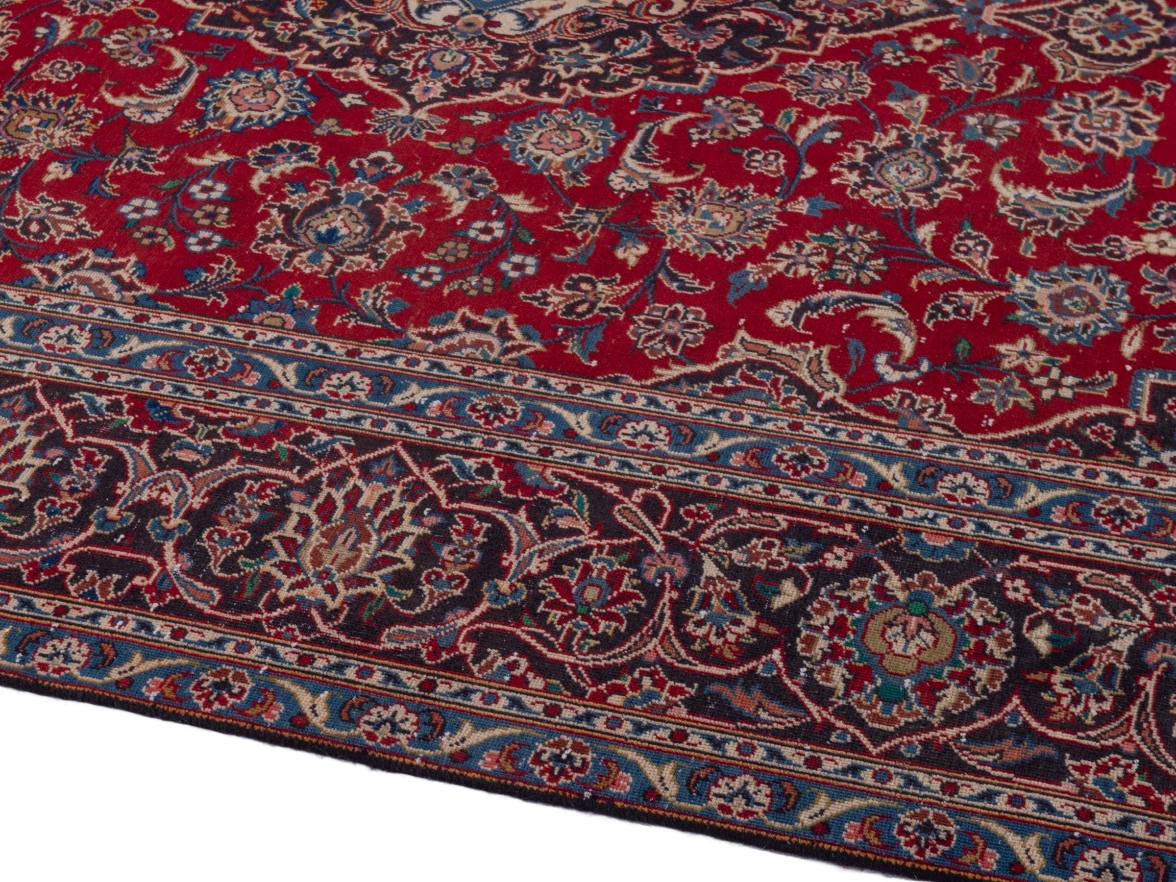 Persian Kashan oversized rug in deep red and brown, view 7 of 21