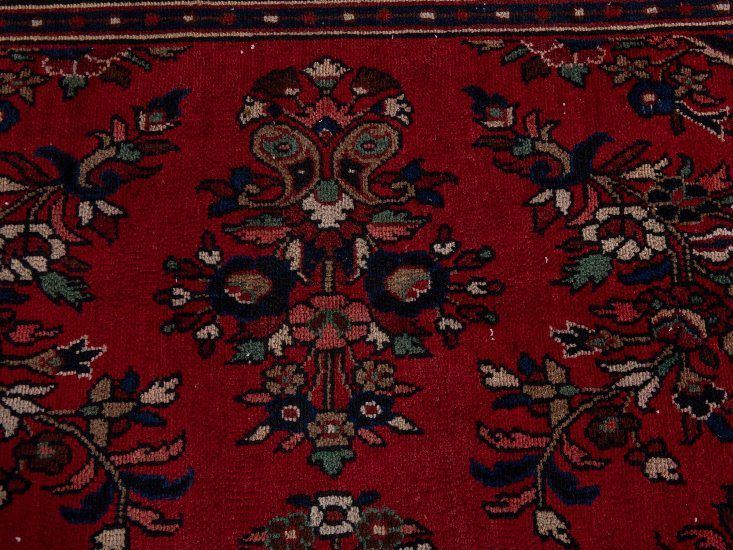 Persian Hamedan oversized rug in deep red and off-white, view 11 of 20