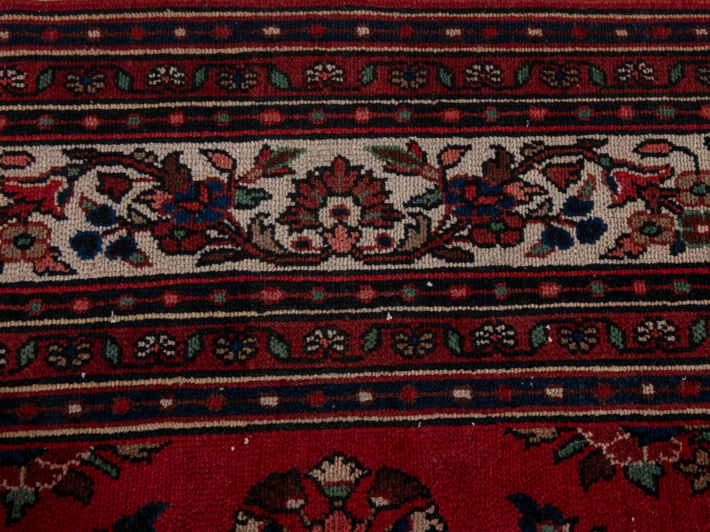 Persian Hamedan oversized rug in deep red and off-white, view 12 of 20