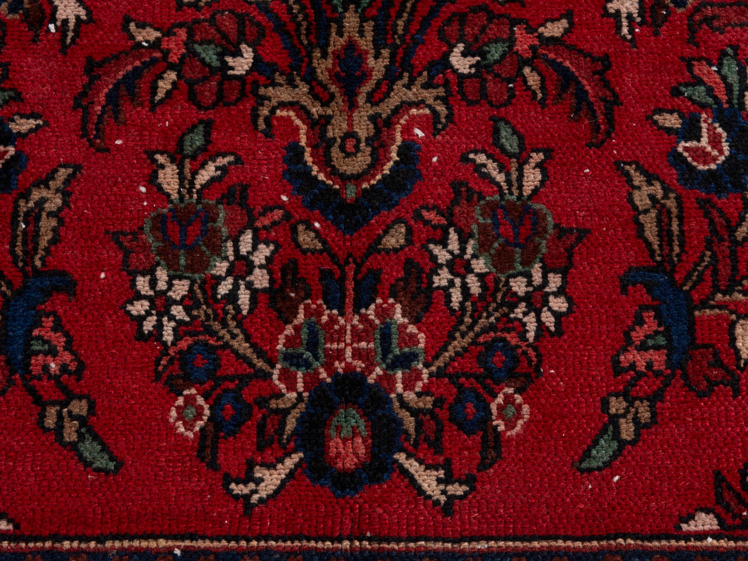 Persian Hamedan oversized rug in deep red and off-white, view 9 of 20