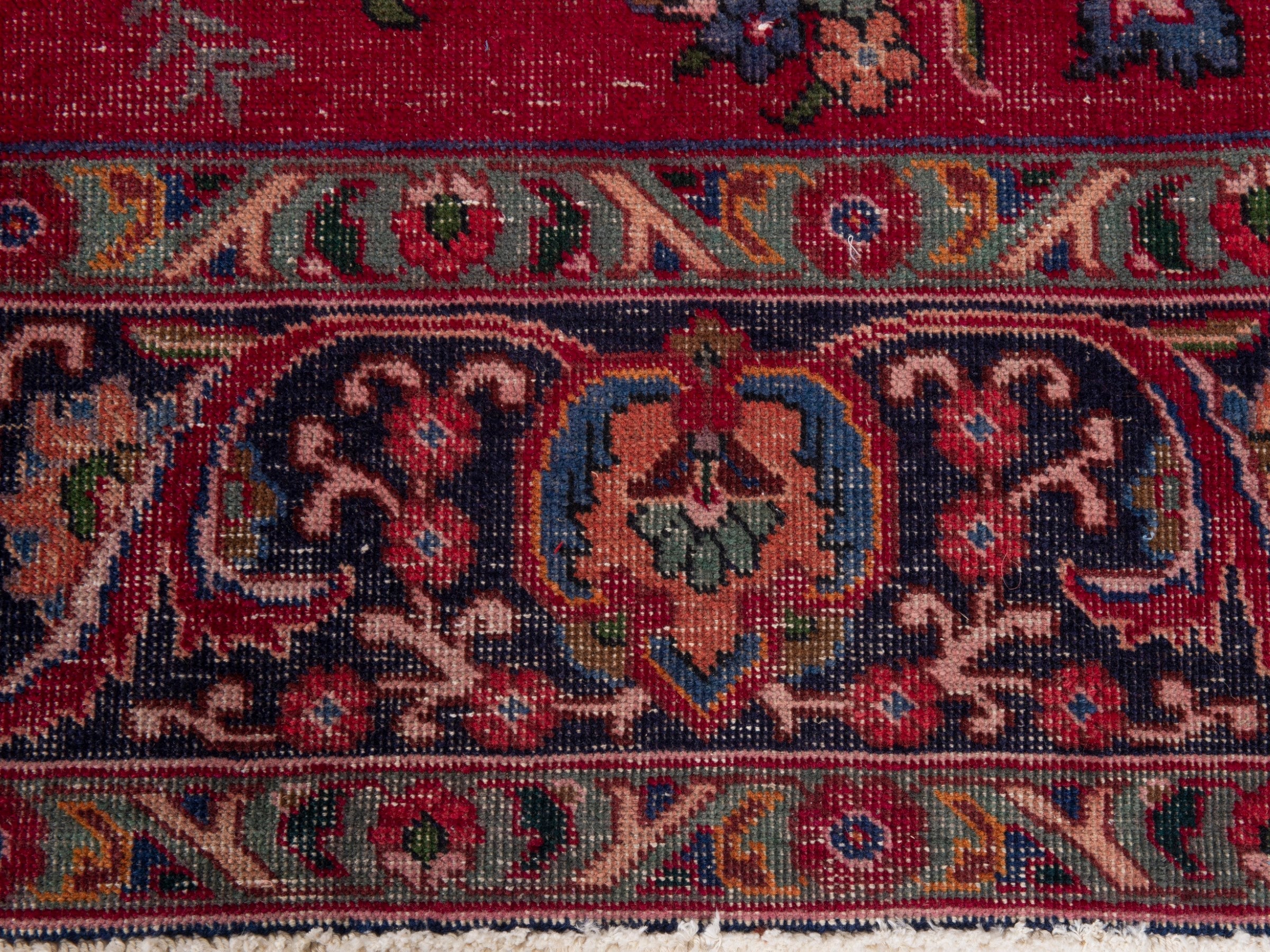 Persian Tabriz oversized rug in deep red and burgundy, view 10 of 20