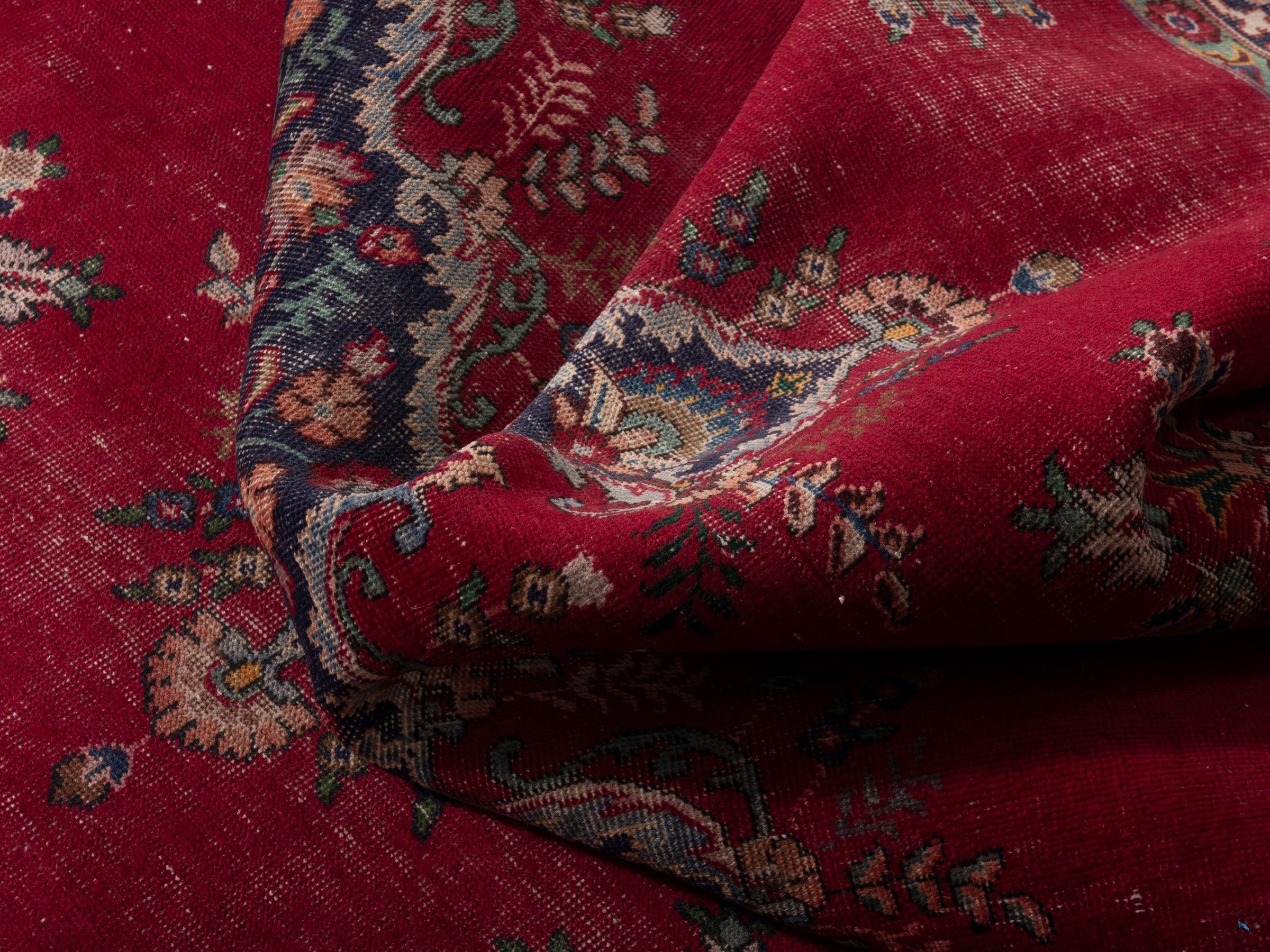 Persian Tabriz oversized rug in deep red and burgundy, view 17 of 20