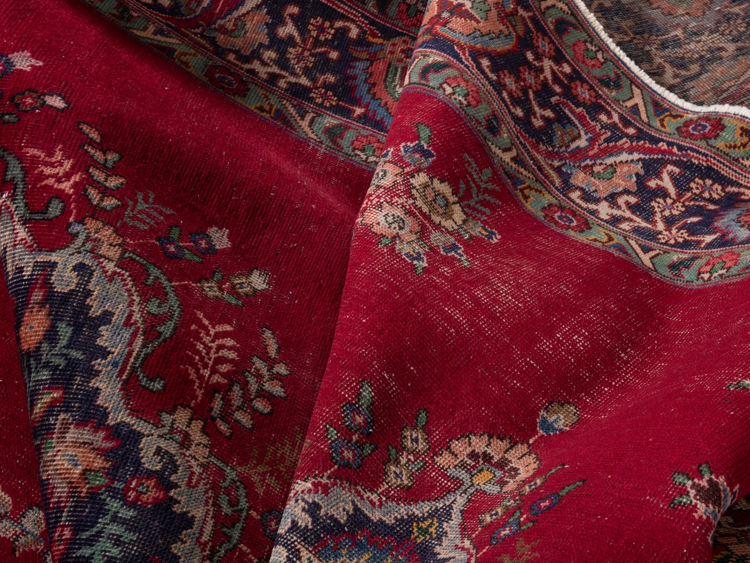 Persian Tabriz oversized rug in deep red and burgundy, view 18 of 20