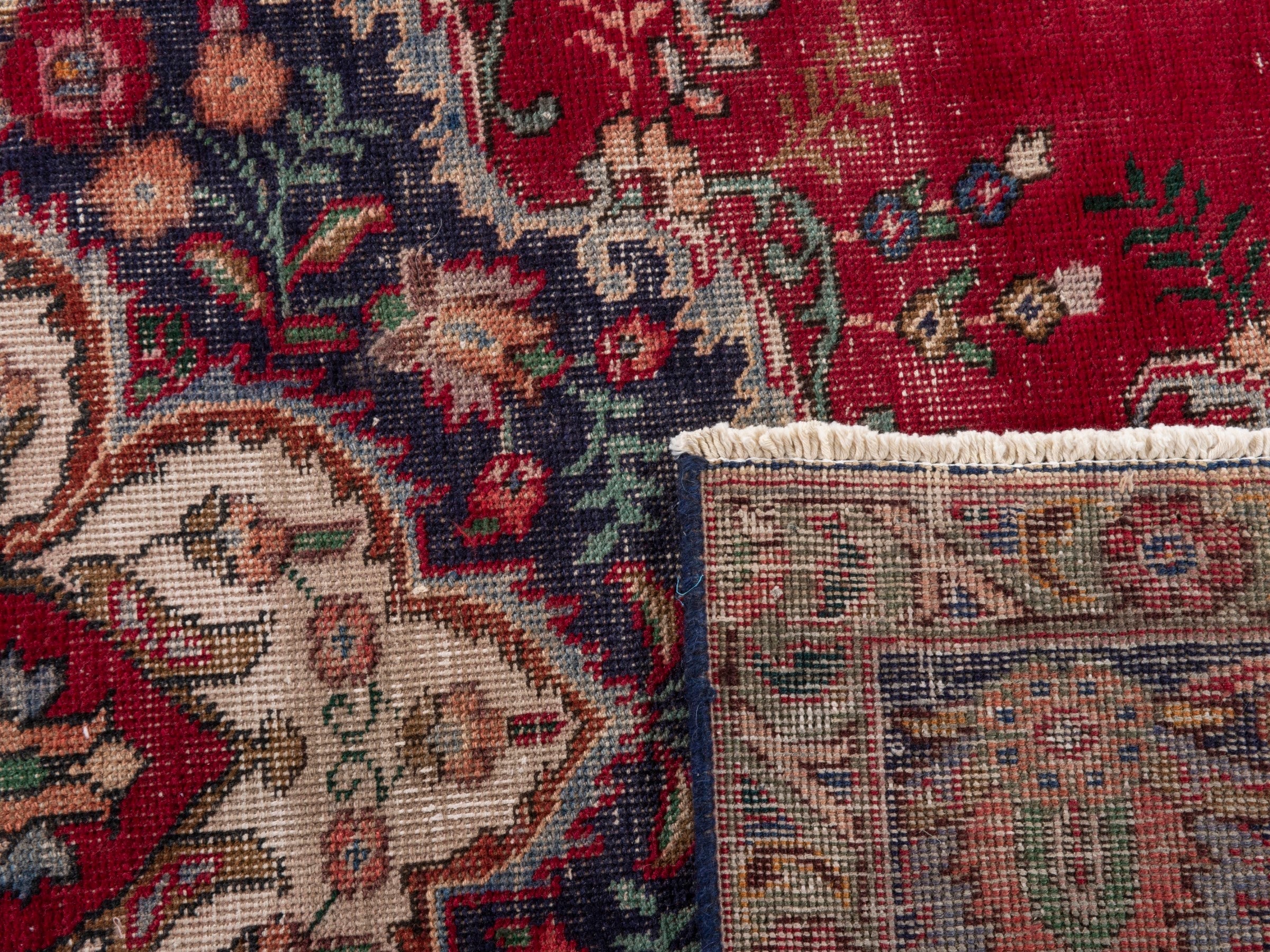 Persian Tabriz oversized rug in deep red and burgundy, view 20 of 20