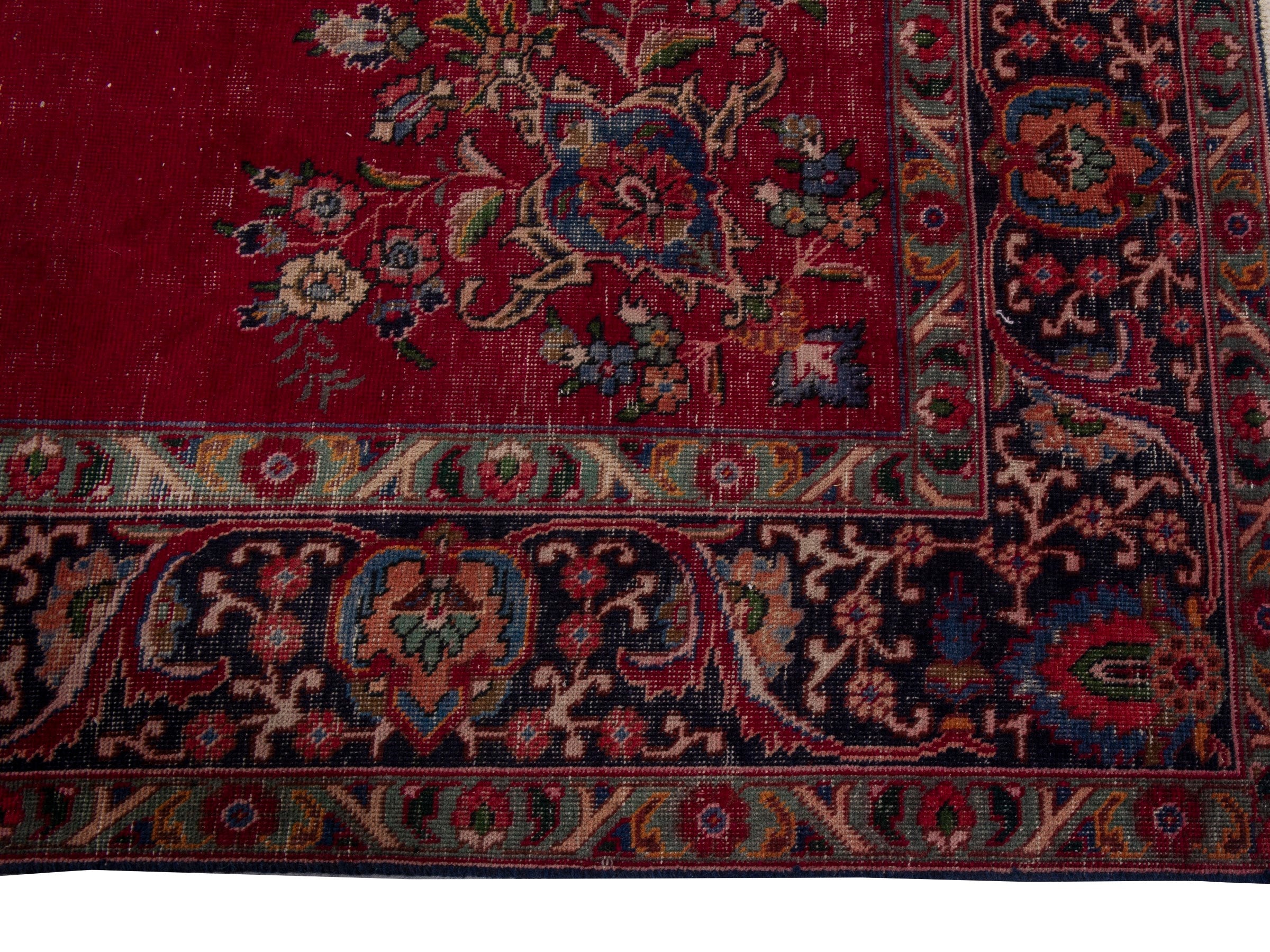 Persian Tabriz oversized rug in deep red and burgundy, view 4 of 20