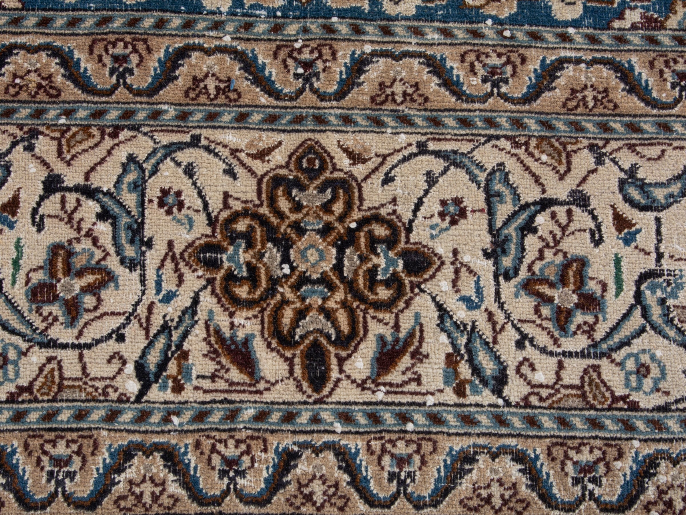 Persian Nain oversized rug in cream and dark blue, view 10 of 17
