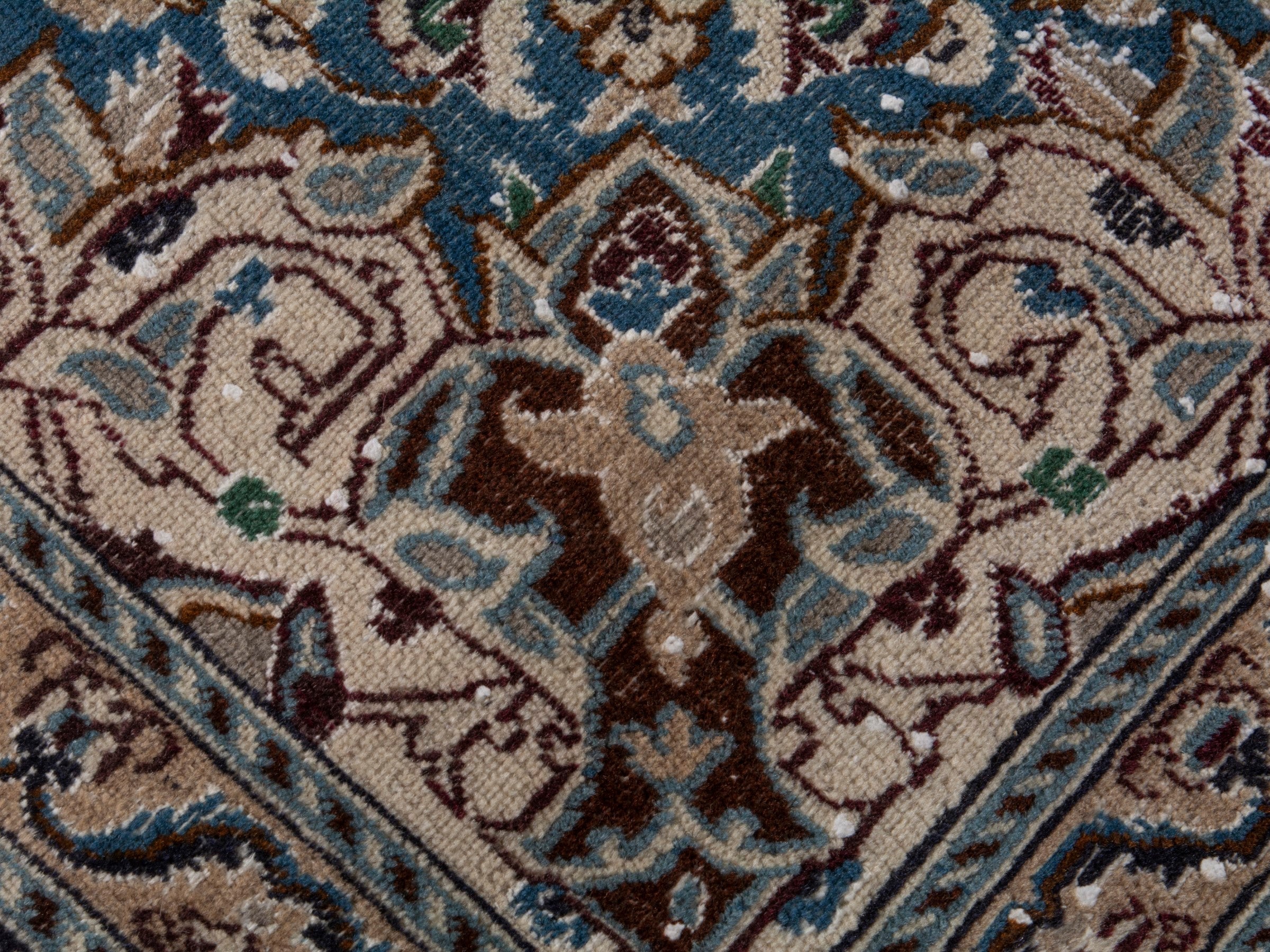 Persian Nain oversized rug in cream and dark blue, view 14 of 17