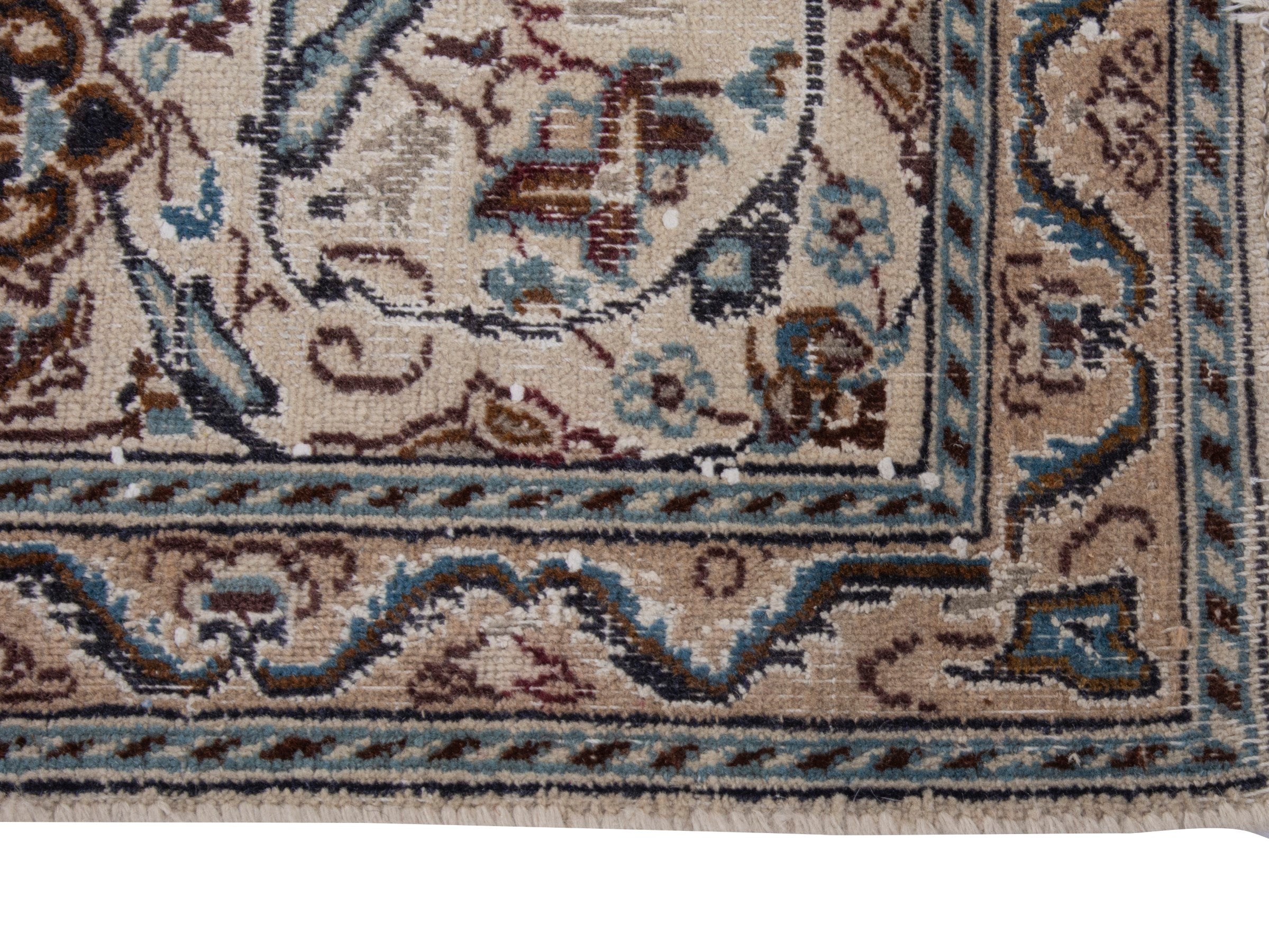 Persian Nain oversized rug in cream and dark blue, view 4 of 17