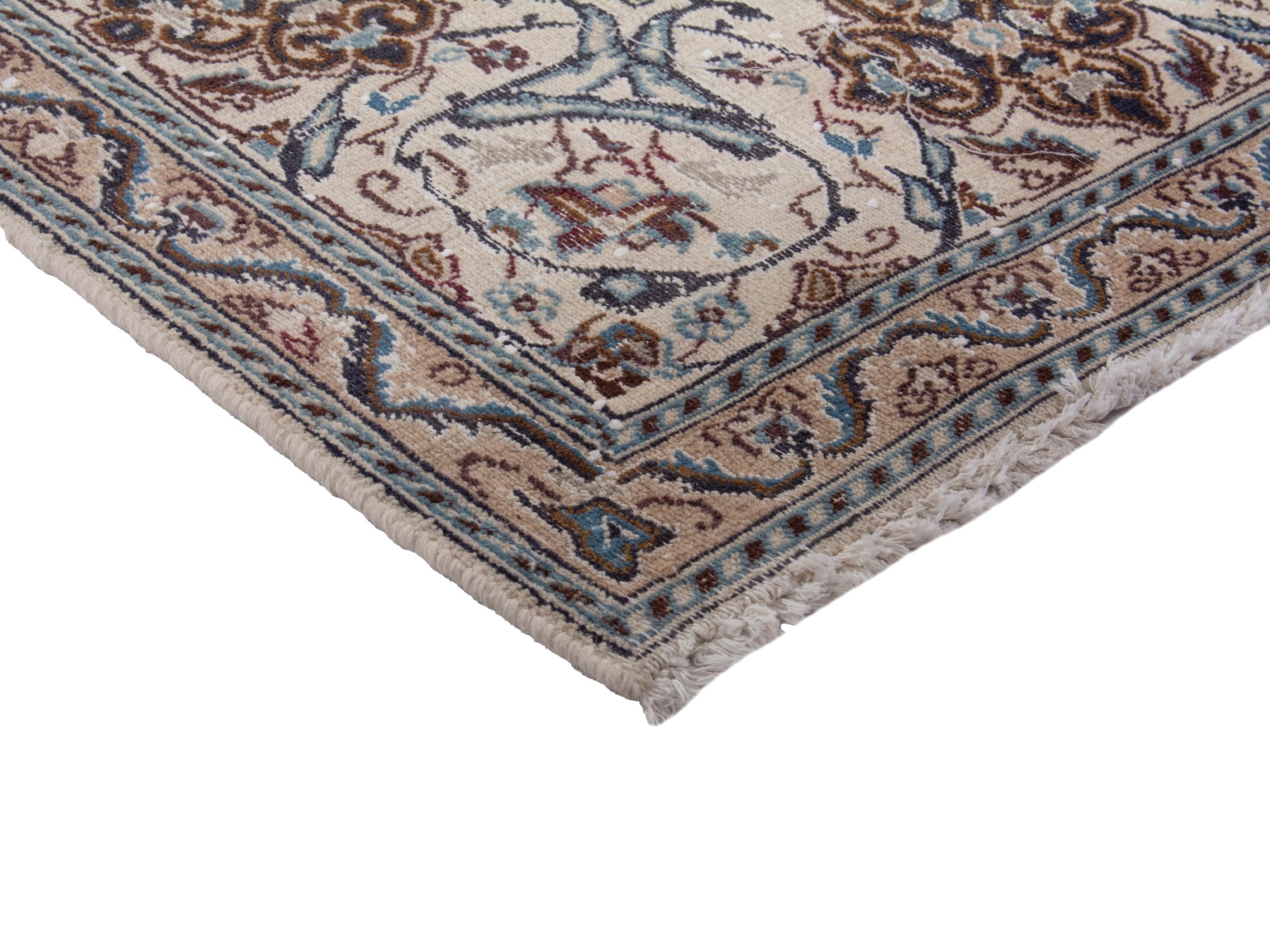 Persian Nain oversized rug in cream and dark blue, view 5 of 17