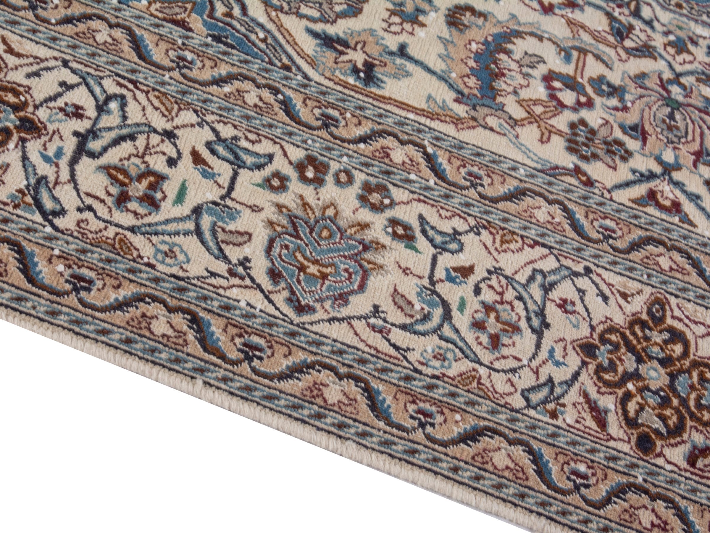 Persian Nain oversized rug in cream and dark blue, view 7 of 17