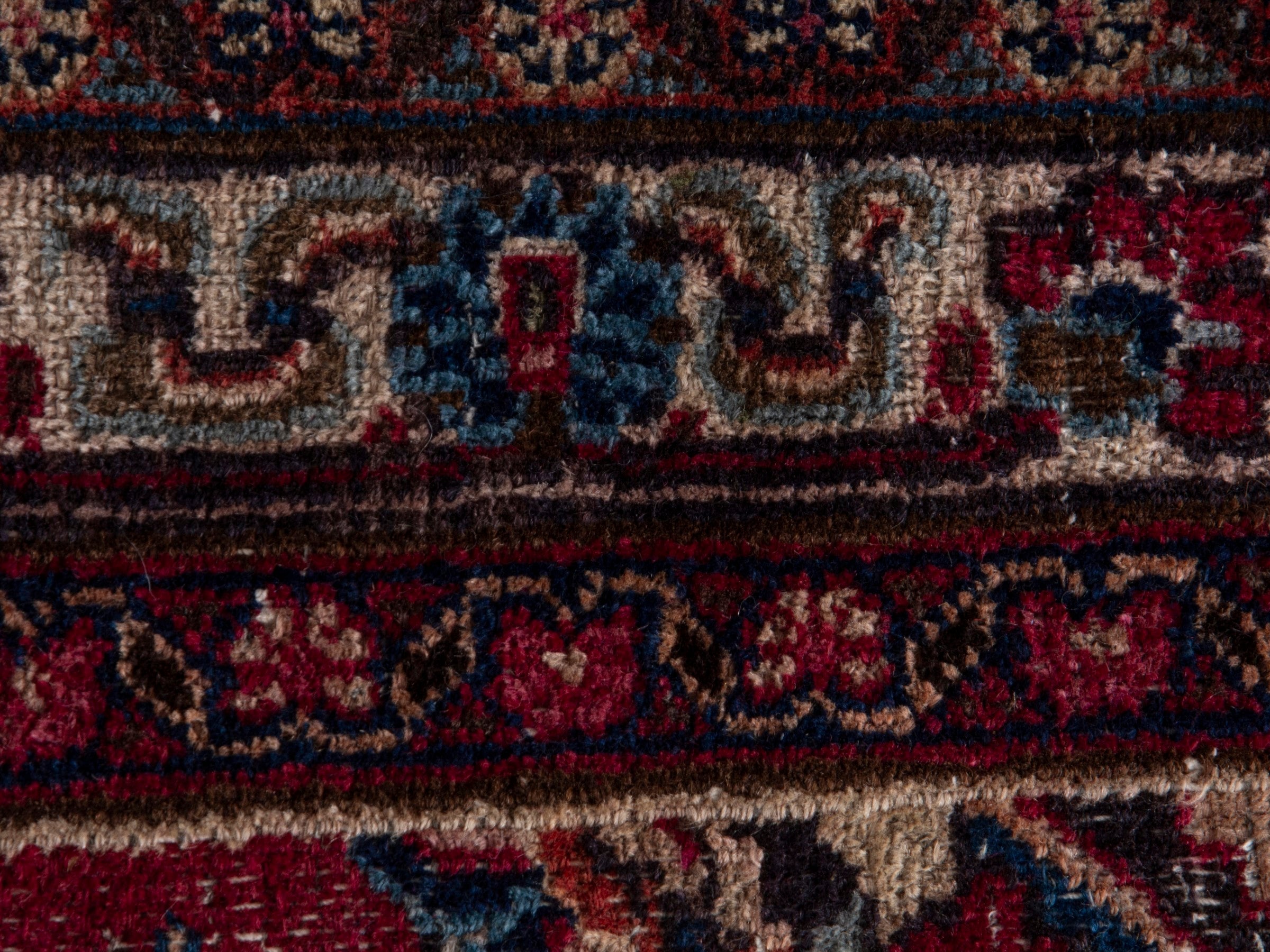 Persian Mashhad oversized rug in deep red and faded red, view 14 of 16