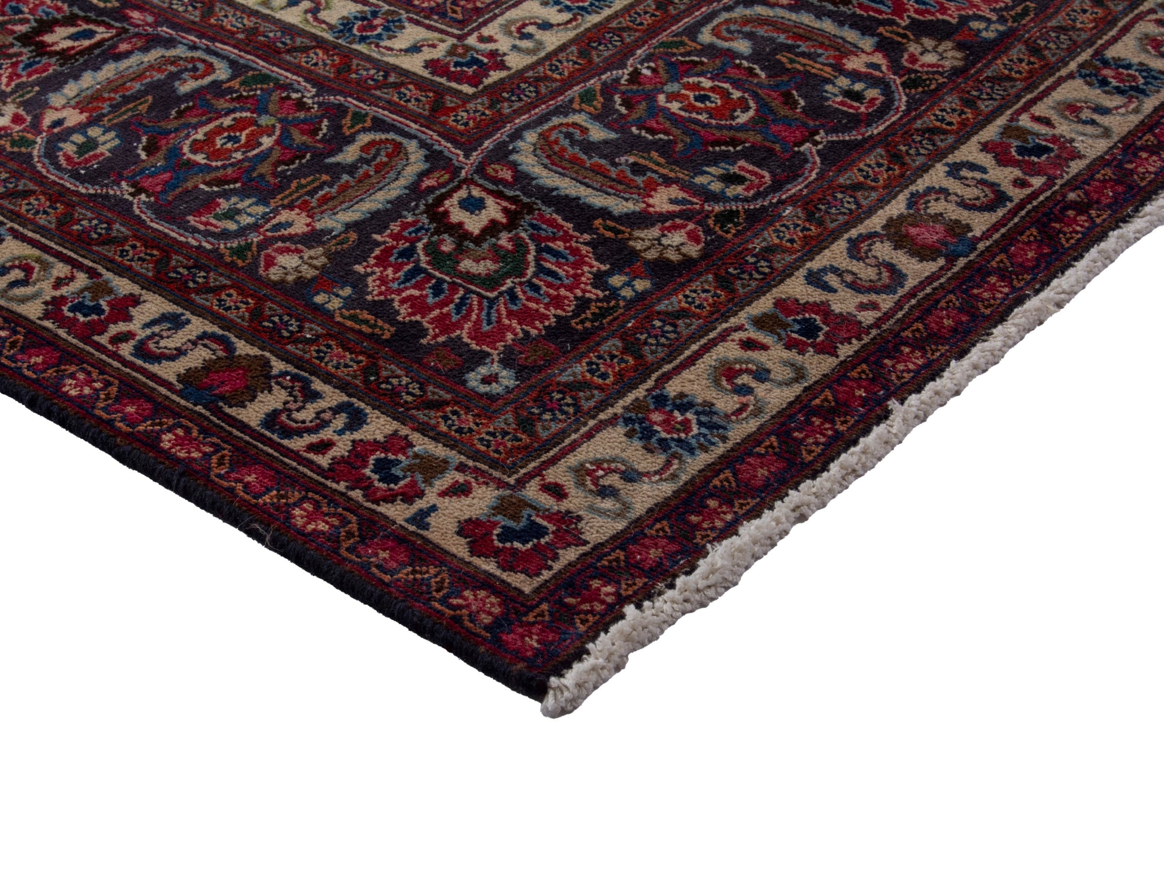 Persian Mashhad oversized rug in deep red and faded red, view 5 of 16