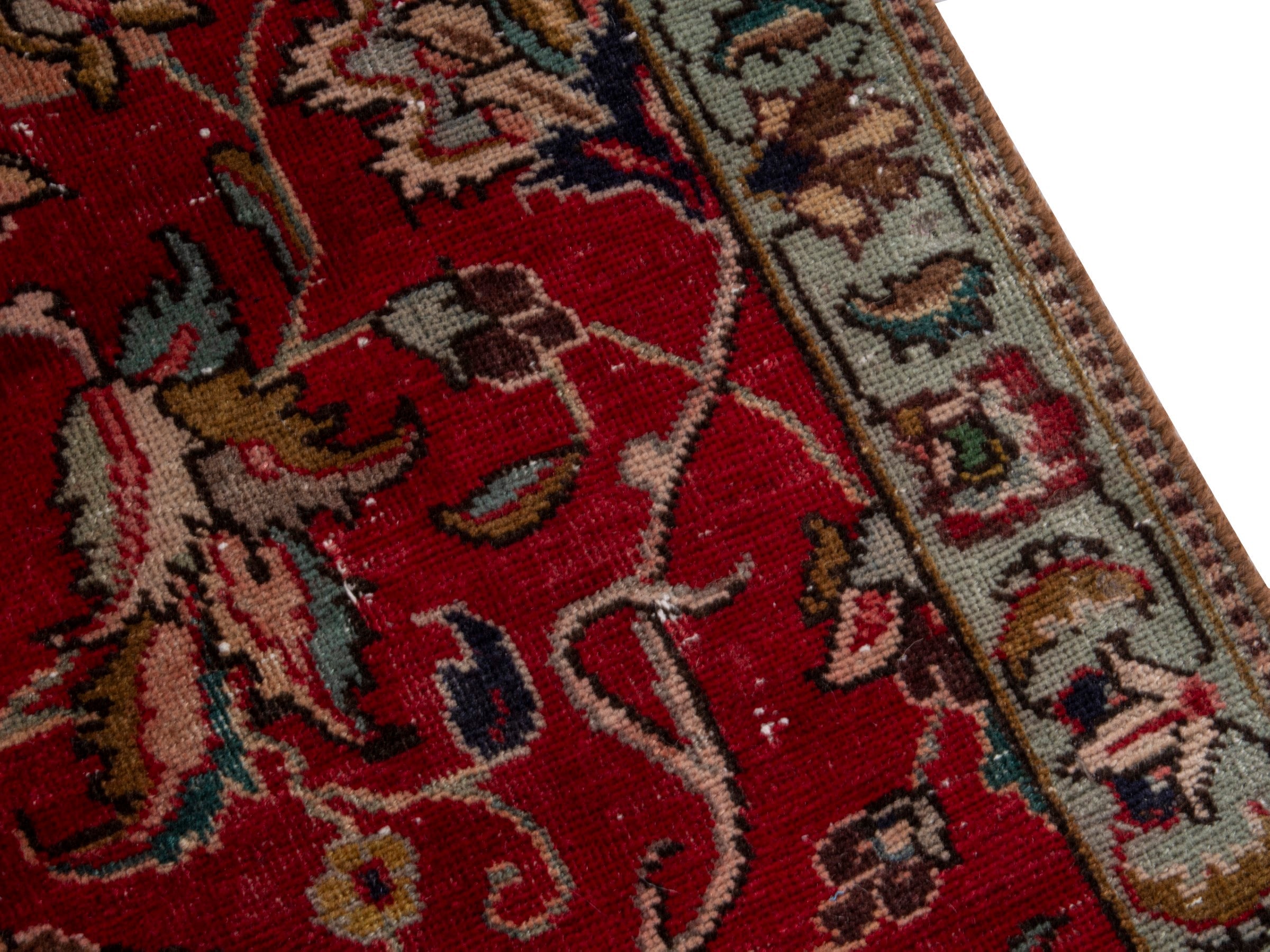 Persian Tabriz area rug in deep red and antique gold, view 7 of 20