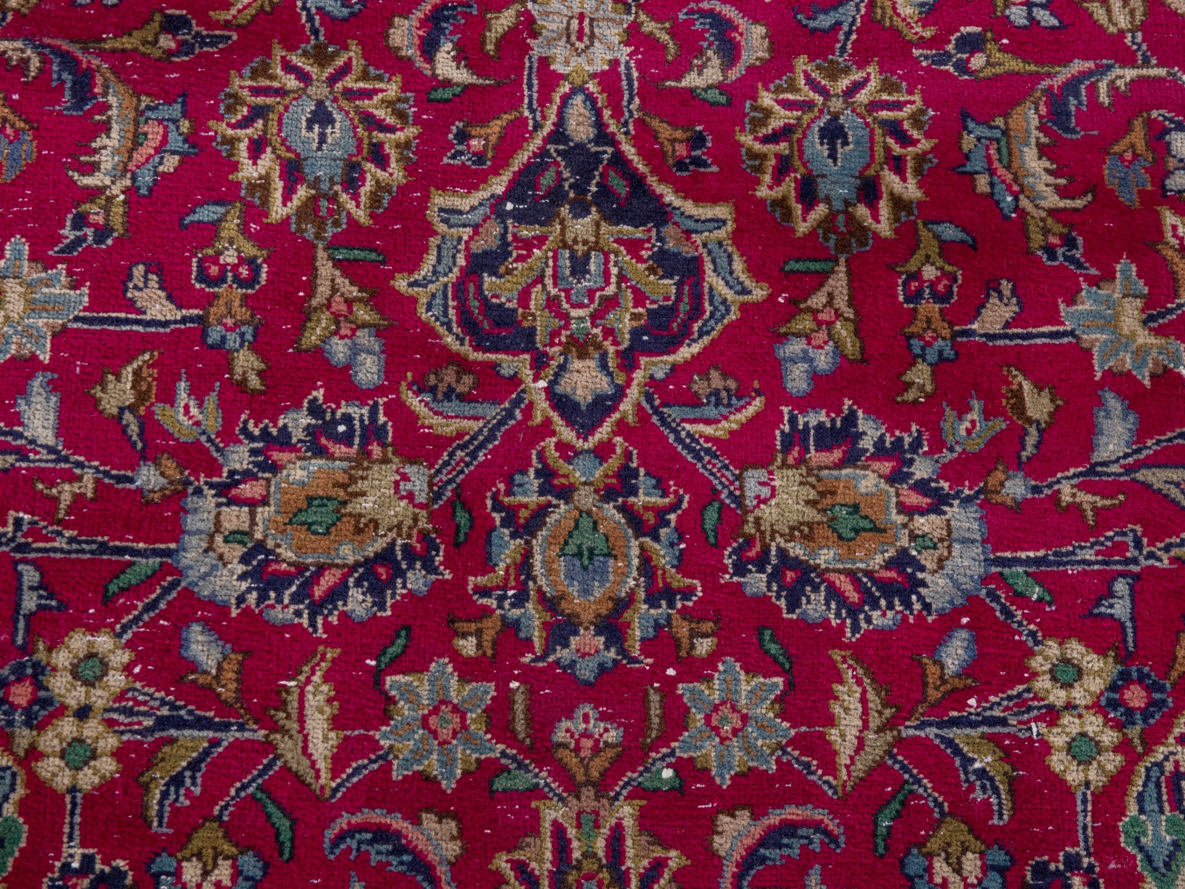 Persian Kashmar oversized rug in deep red and dark brown, view 11 of 18