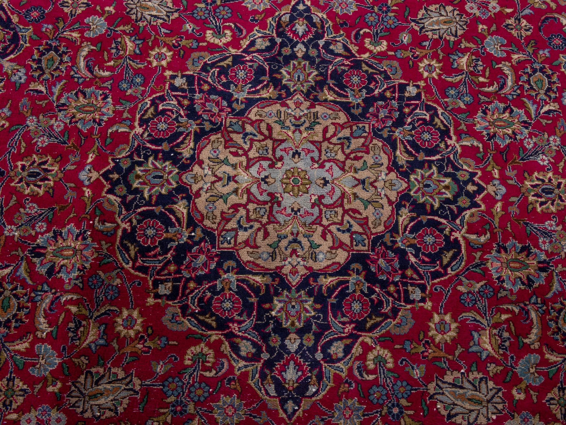 Persian Kashmar oversized rug in deep red and dark brown, view 12 of 18