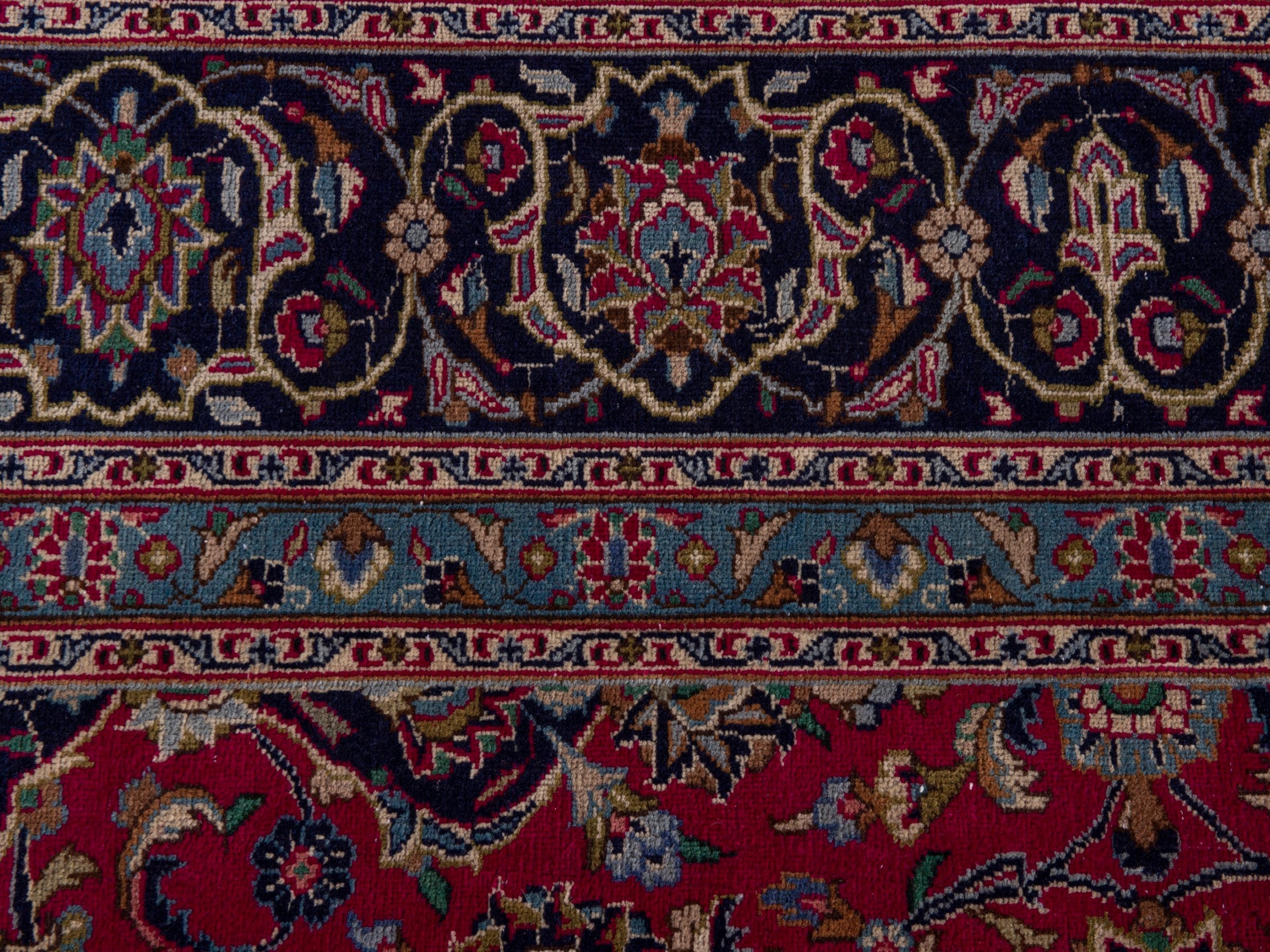 Persian Kashmar oversized rug in deep red and dark brown, view 14 of 18