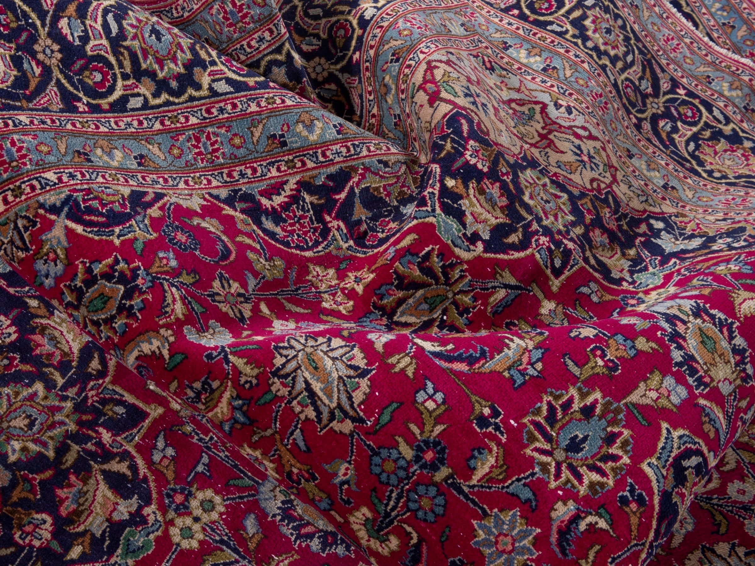 Persian Kashmar oversized rug in deep red and dark brown, view 15 of 18