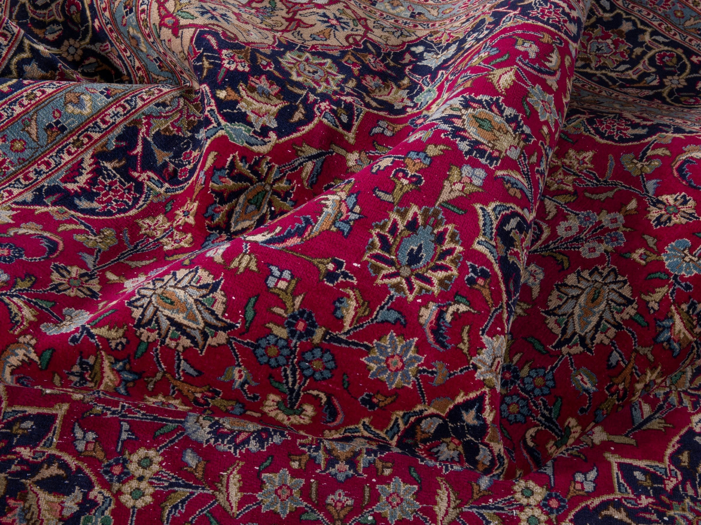 Persian Kashmar oversized rug in deep red and dark brown, view 16 of 18
