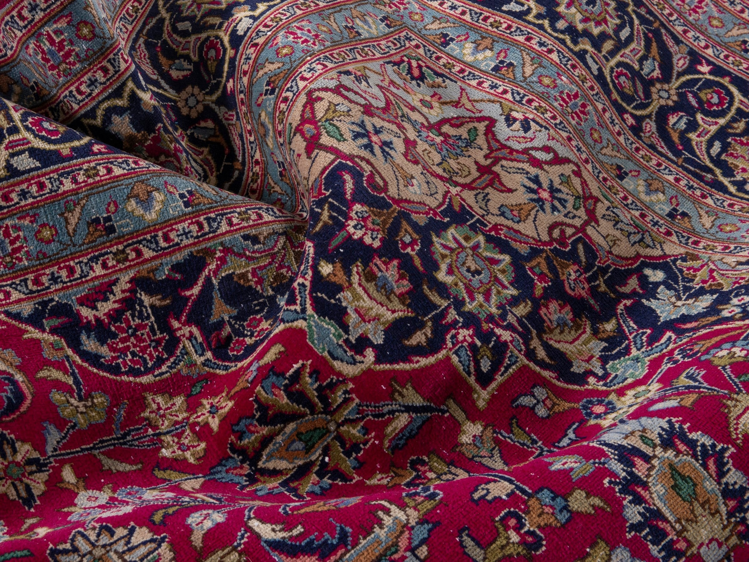 Persian Kashmar oversized rug in deep red and dark brown, view 17 of 18