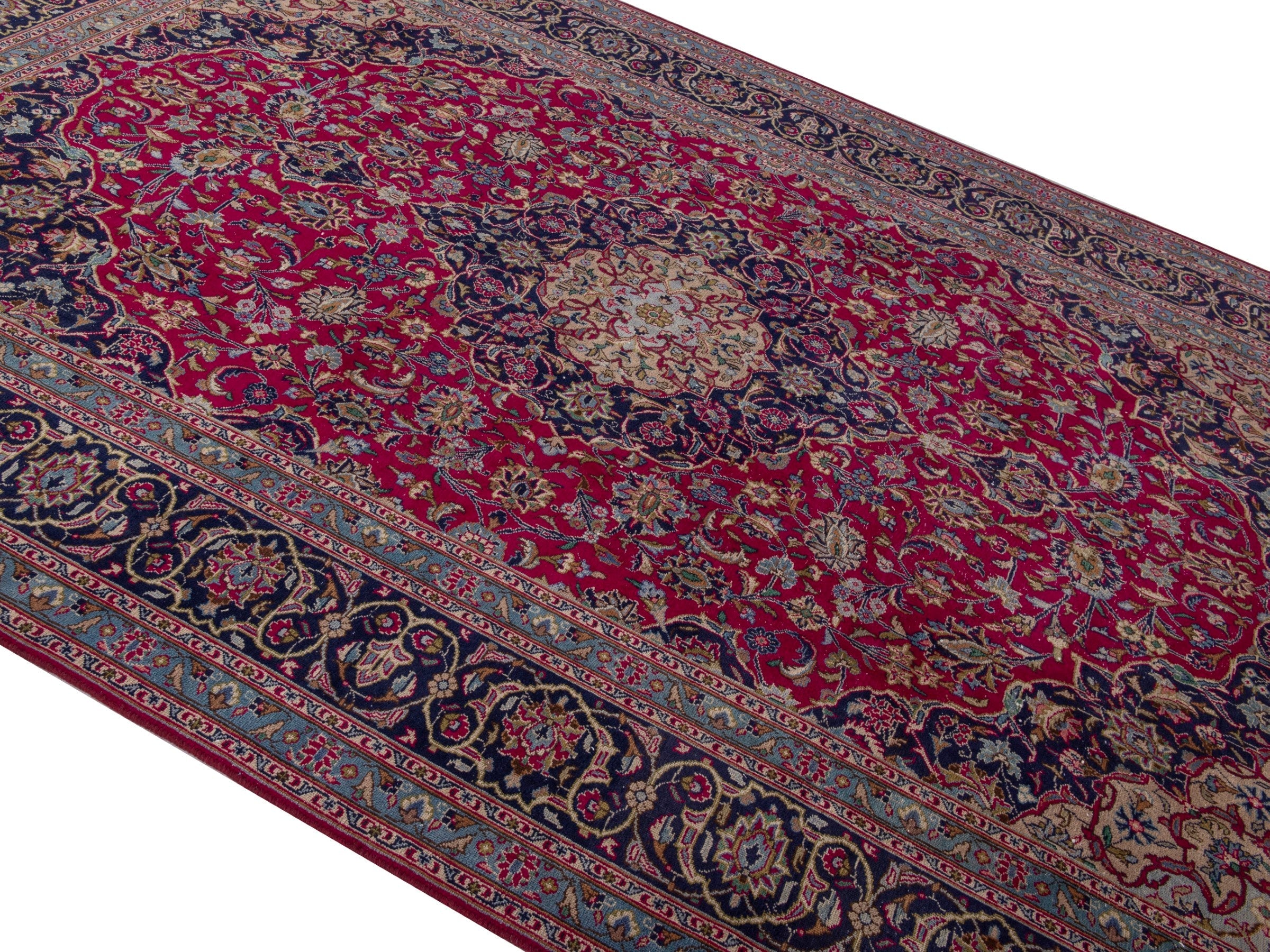 Persian Kashmar oversized rug in deep red and dark brown, view 3 of 18