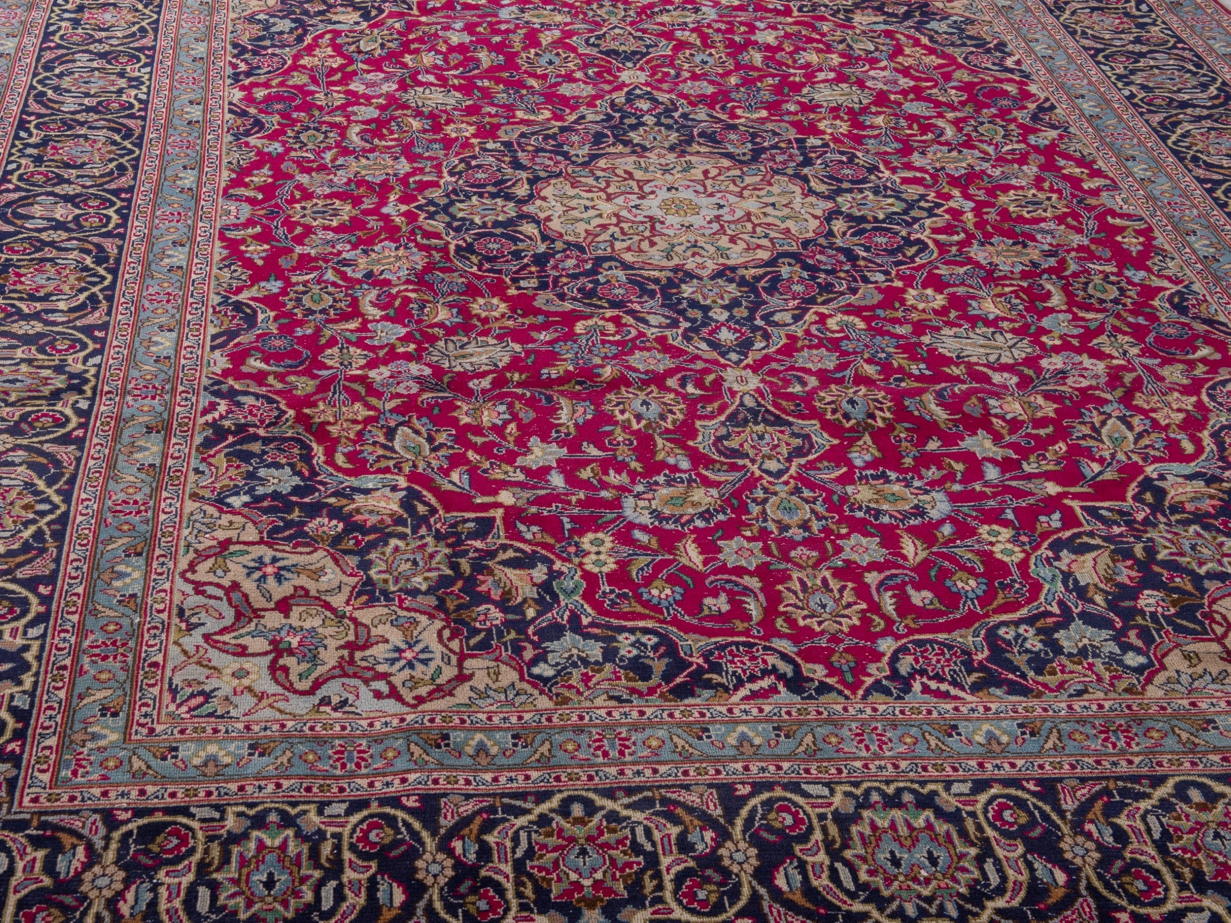 Persian Kashmar oversized rug in deep red and dark brown, view 8 of 18