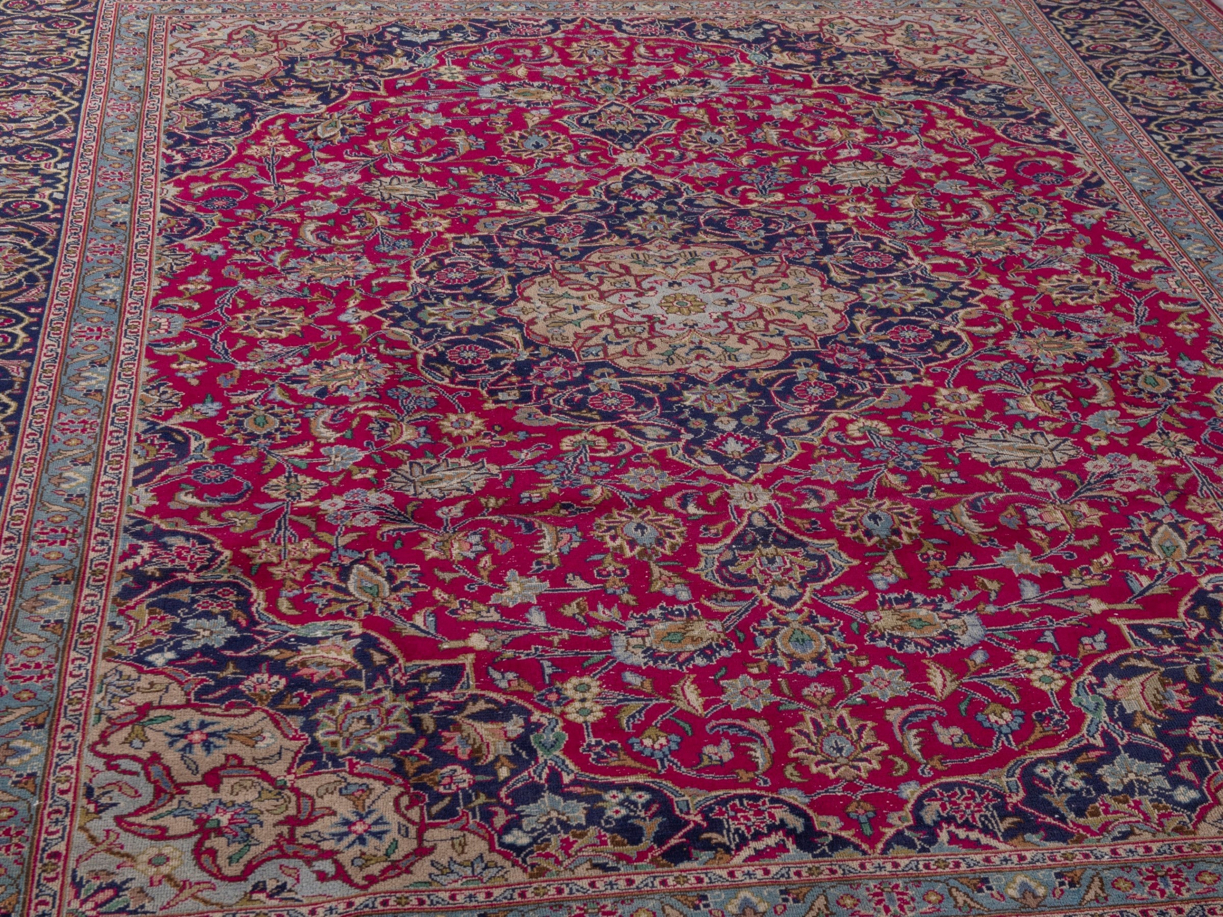 Persian Kashmar oversized rug in deep red and dark brown, view 9 of 18
