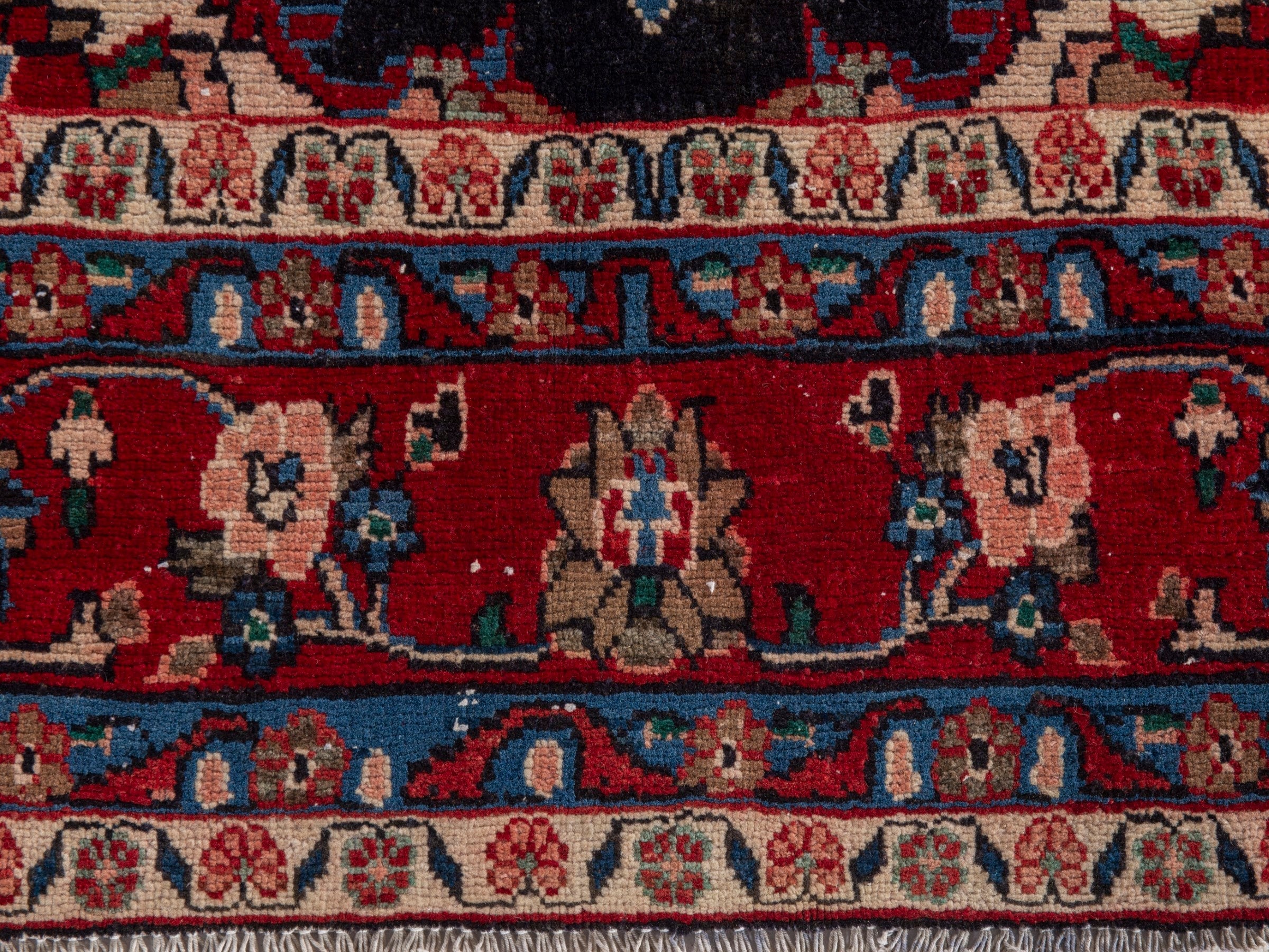 Persian Hamedan area rug in navy and burgundy, view 11 of 21