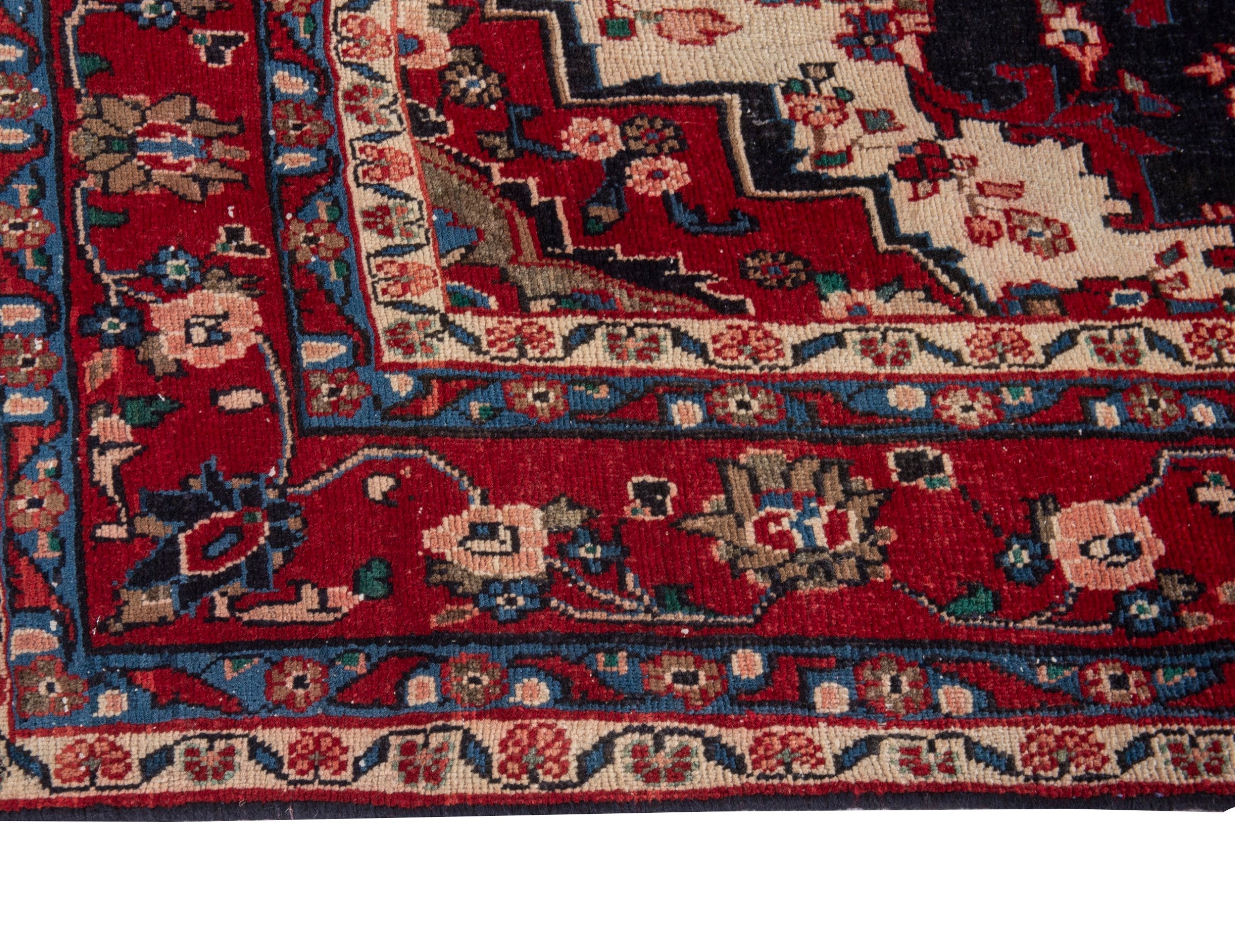 Persian Hamedan area rug in navy and burgundy, view 5 of 21