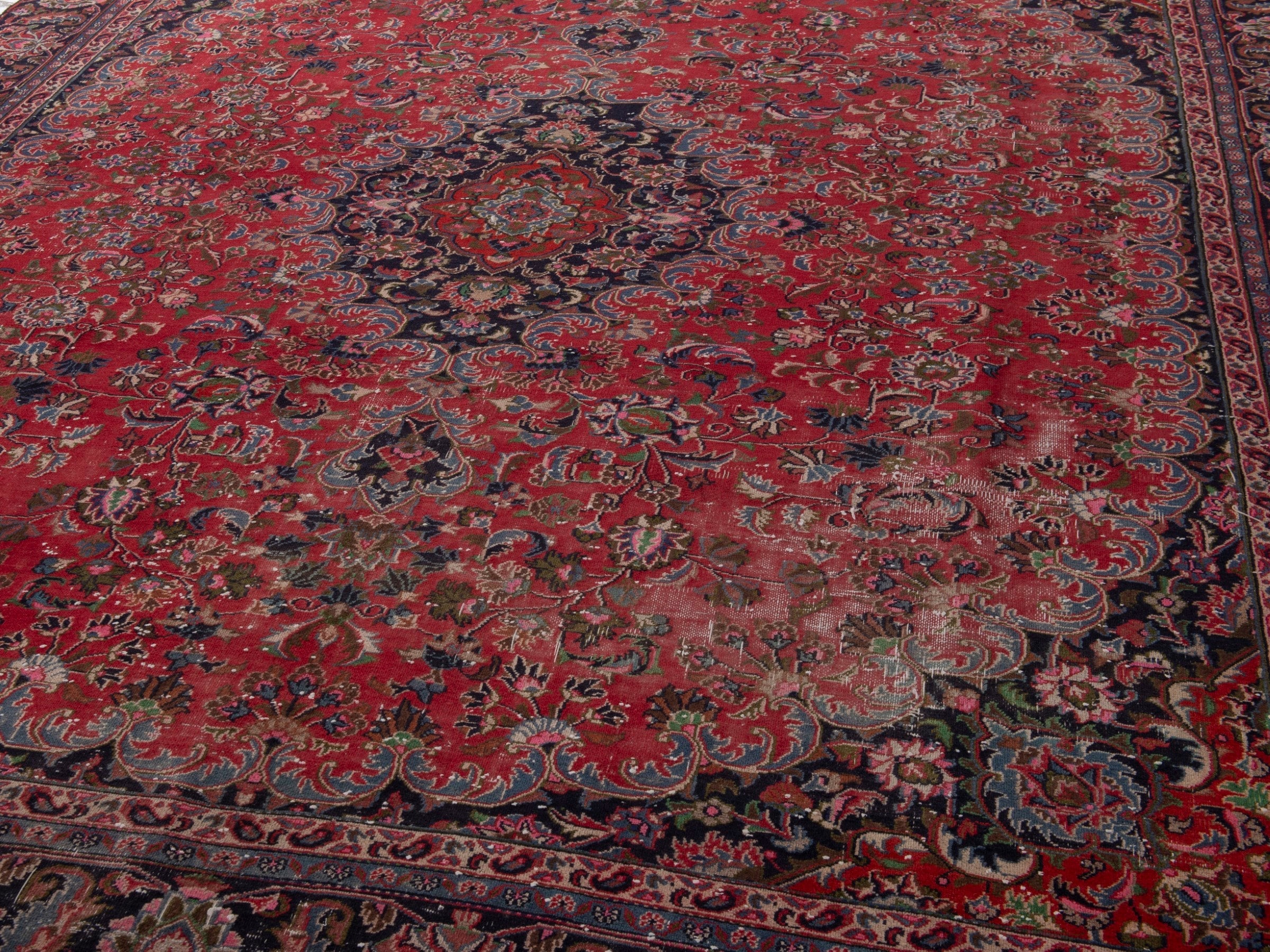 Persian Mashhad oversized rug in deep red and burgundy, view 10 of 19